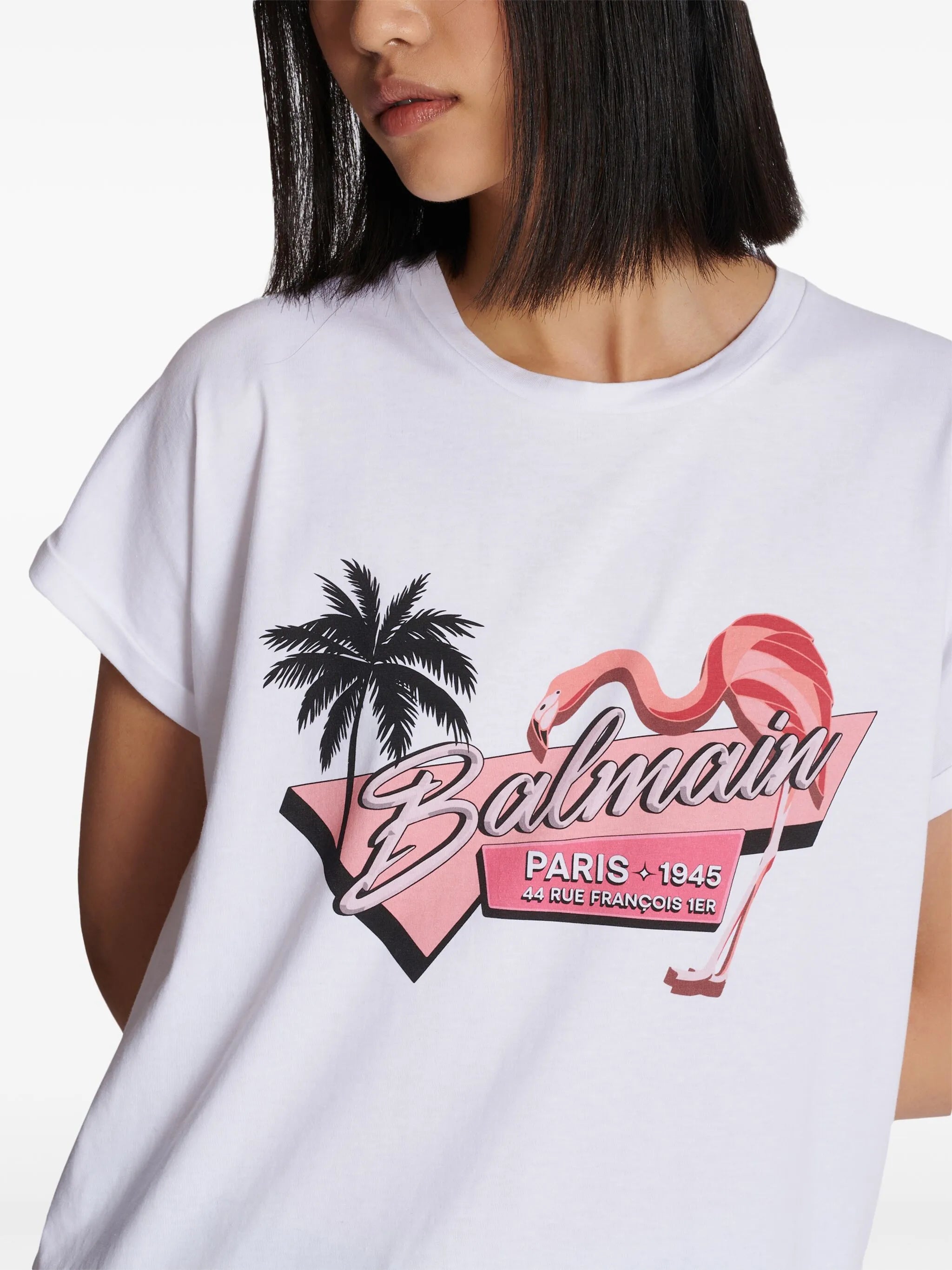 Flamingo-print cotton T-shirt