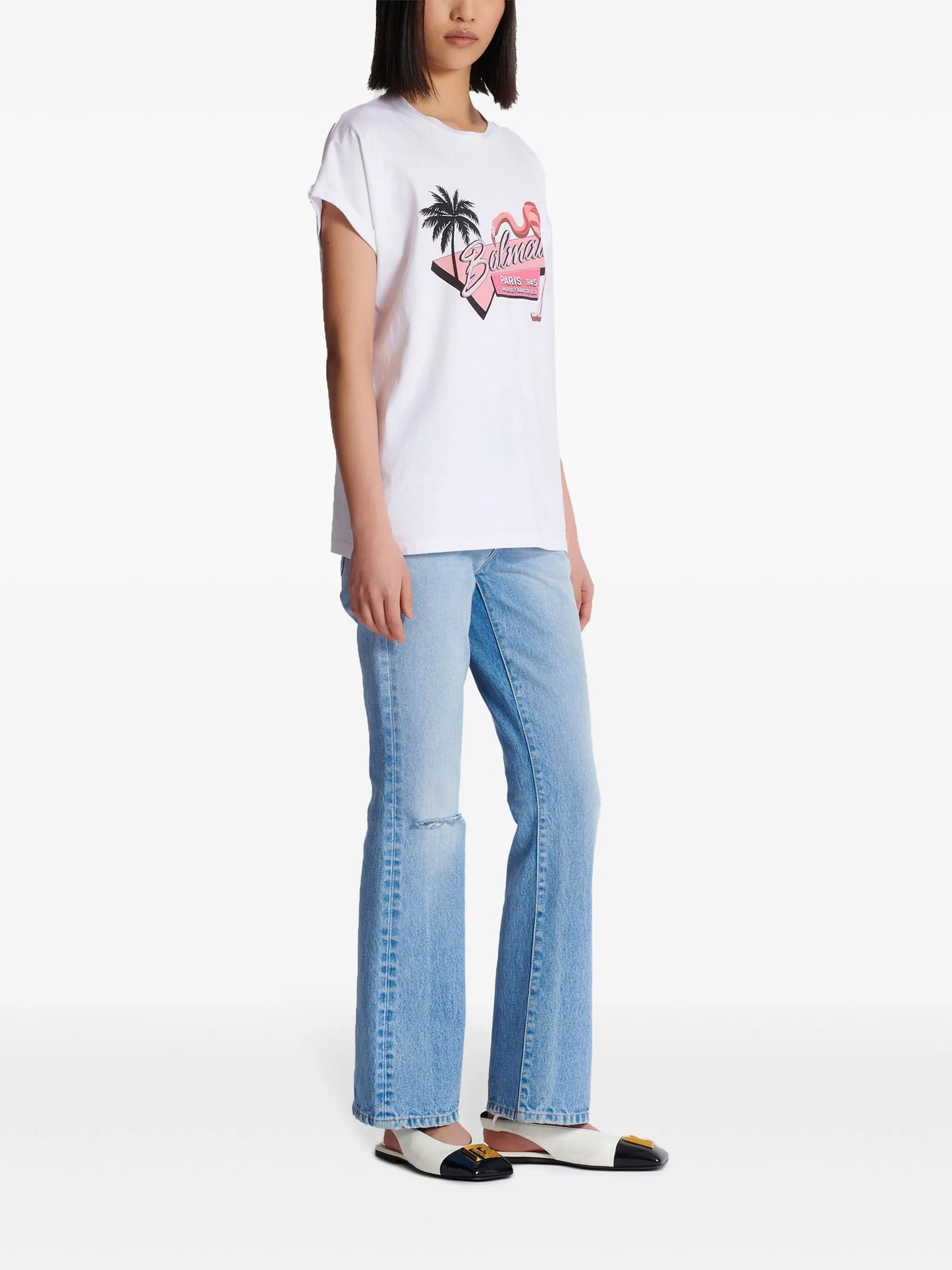 Flamingo-print cotton T-shirt
