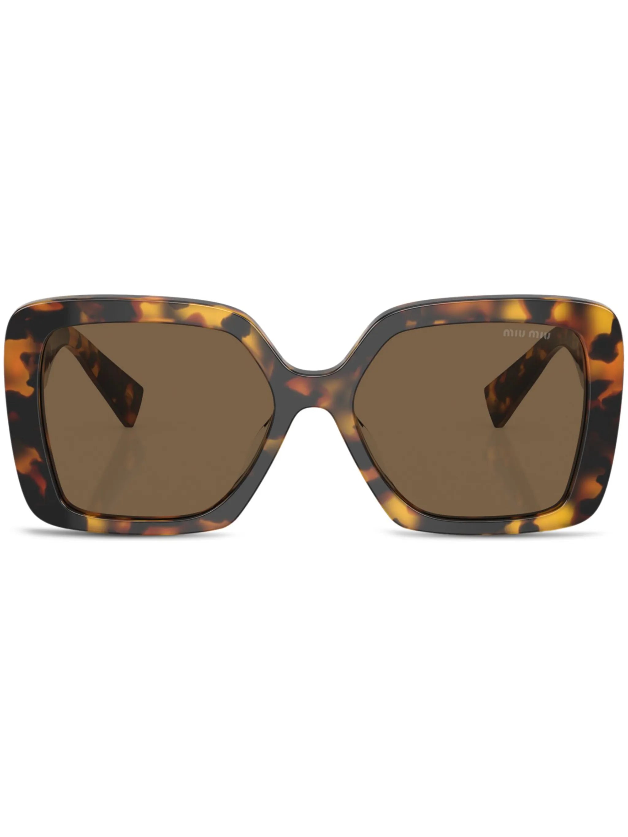 tortoiseshell-effect oversize-frame sunglasses