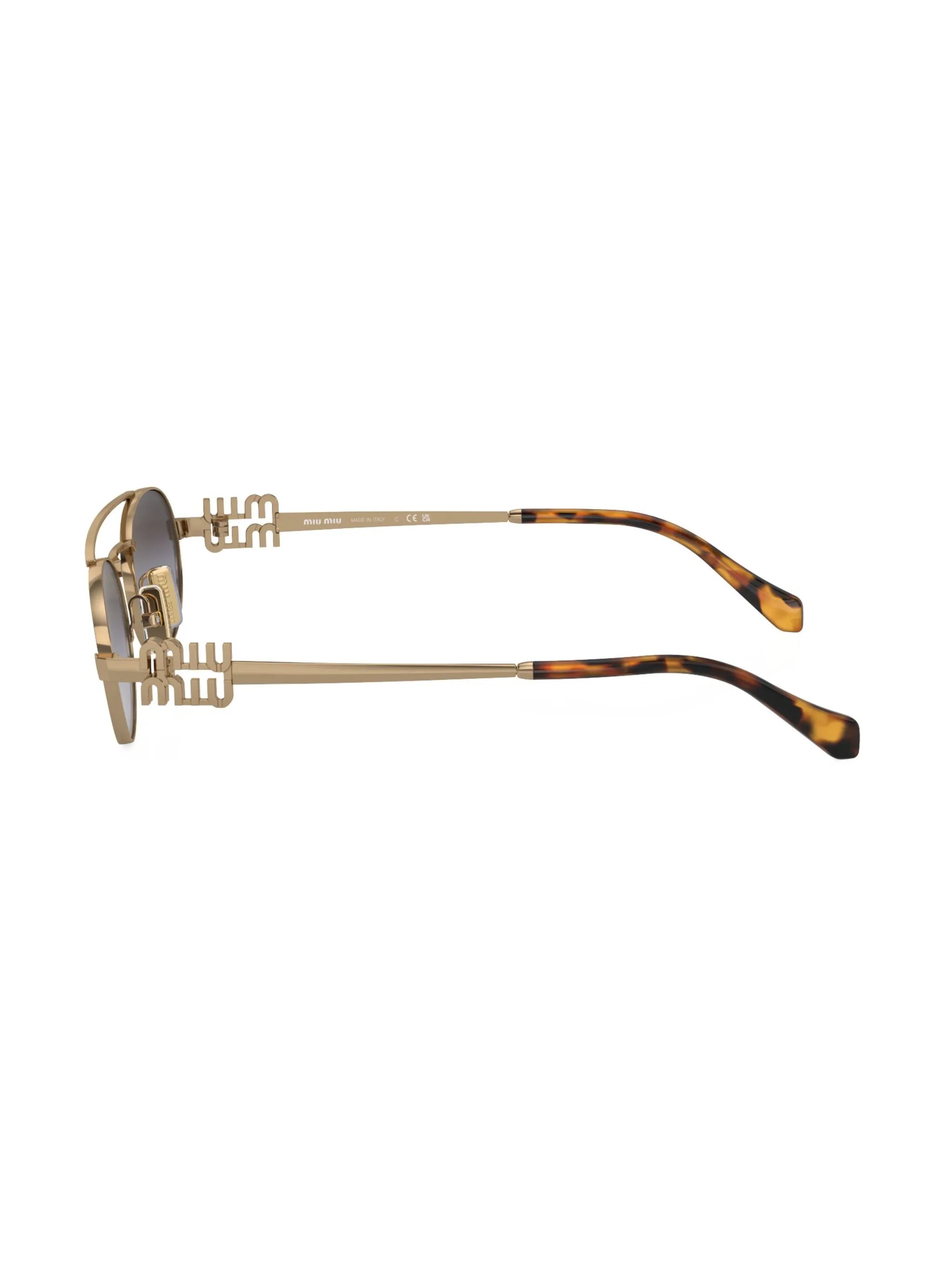 logo-lettering oval-frame sunglasses