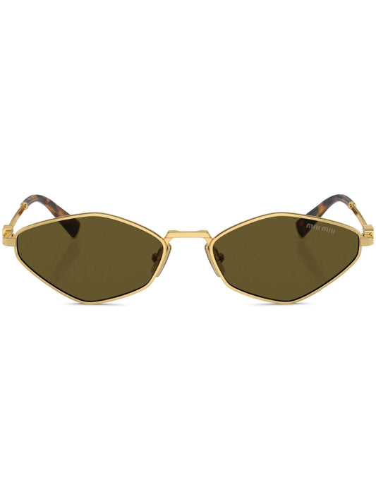 logo-lettering geometric-frame sunglasses