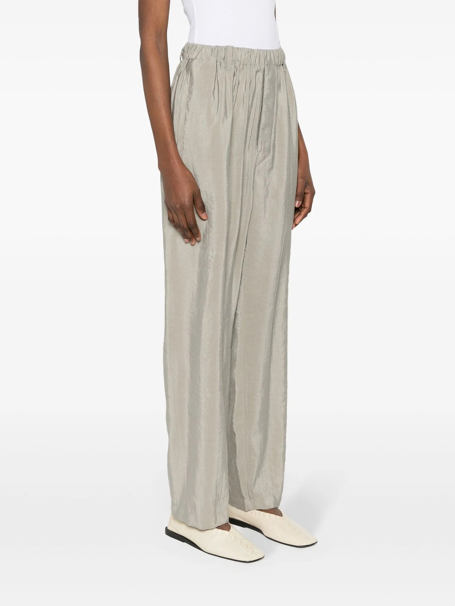 silk-blend tapered trousers