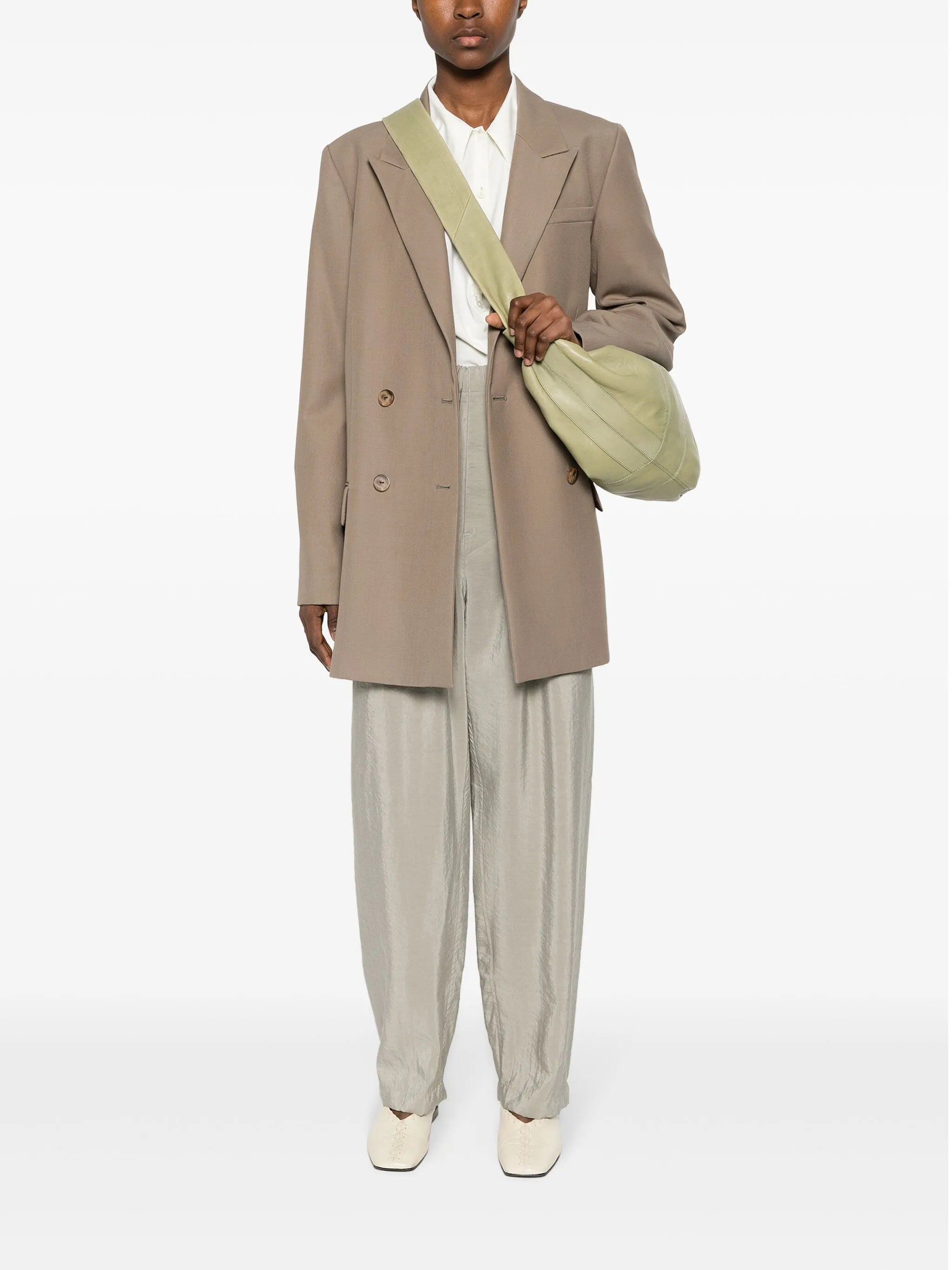 silk-blend tapered trousers