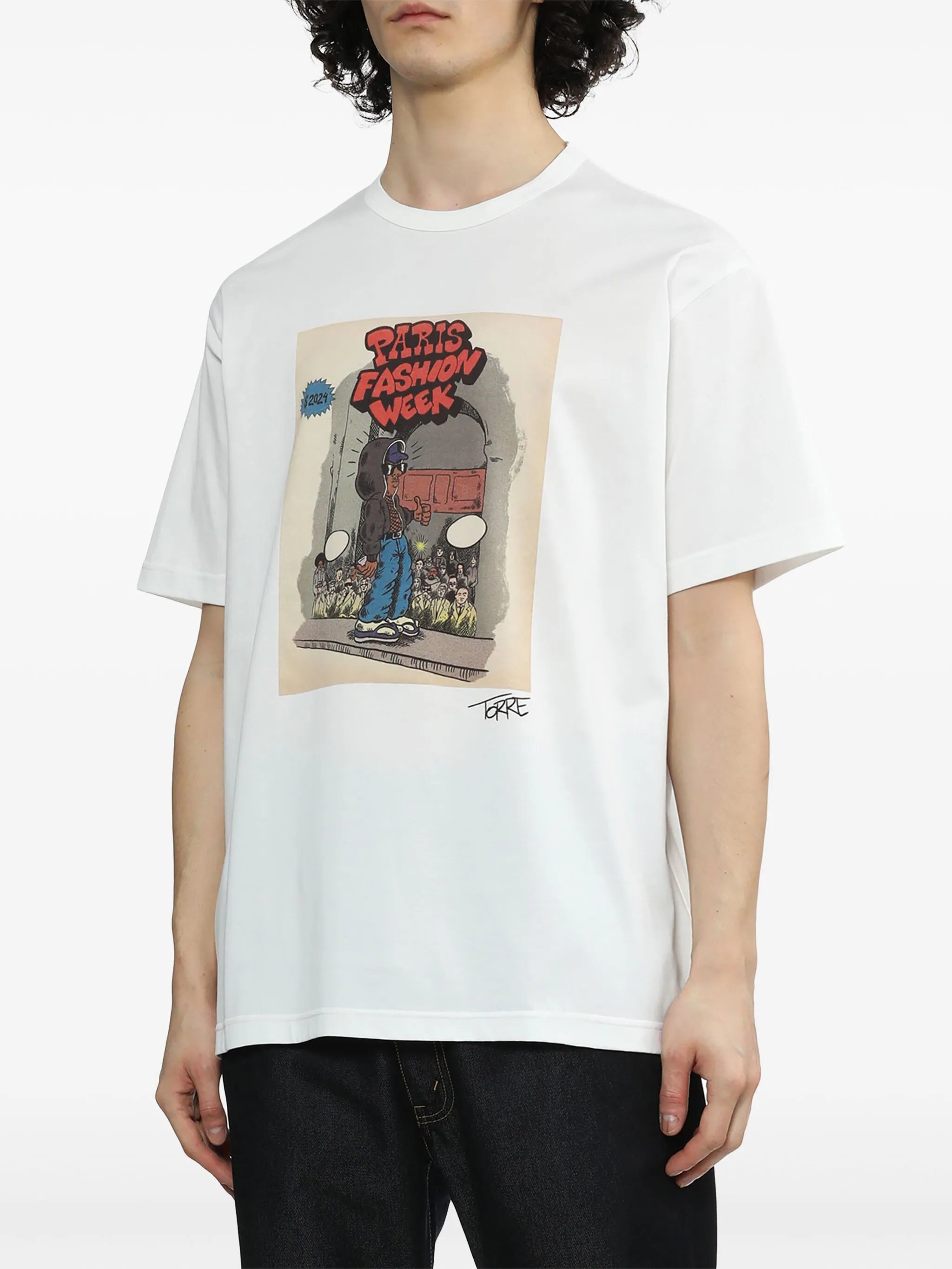 Paris Fashion Week graphic-print cotton T-shirt