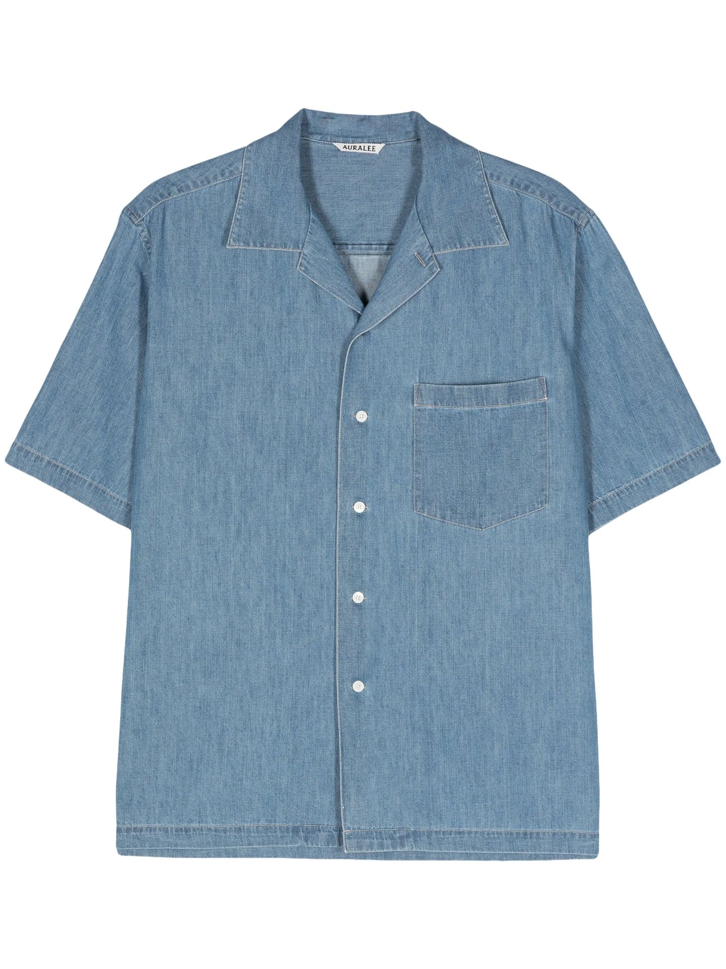 short-sleeved denim shirt