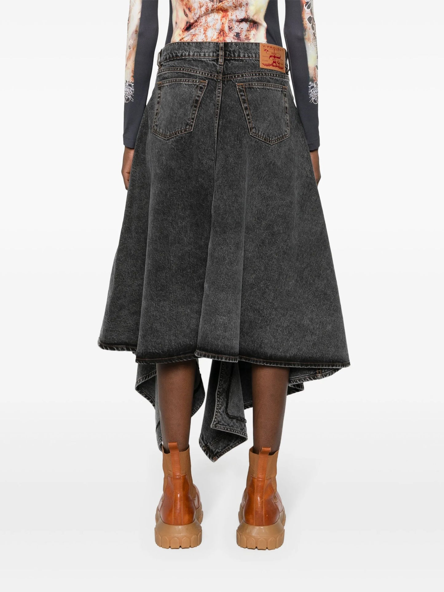 asymmetric denim maxi skirt