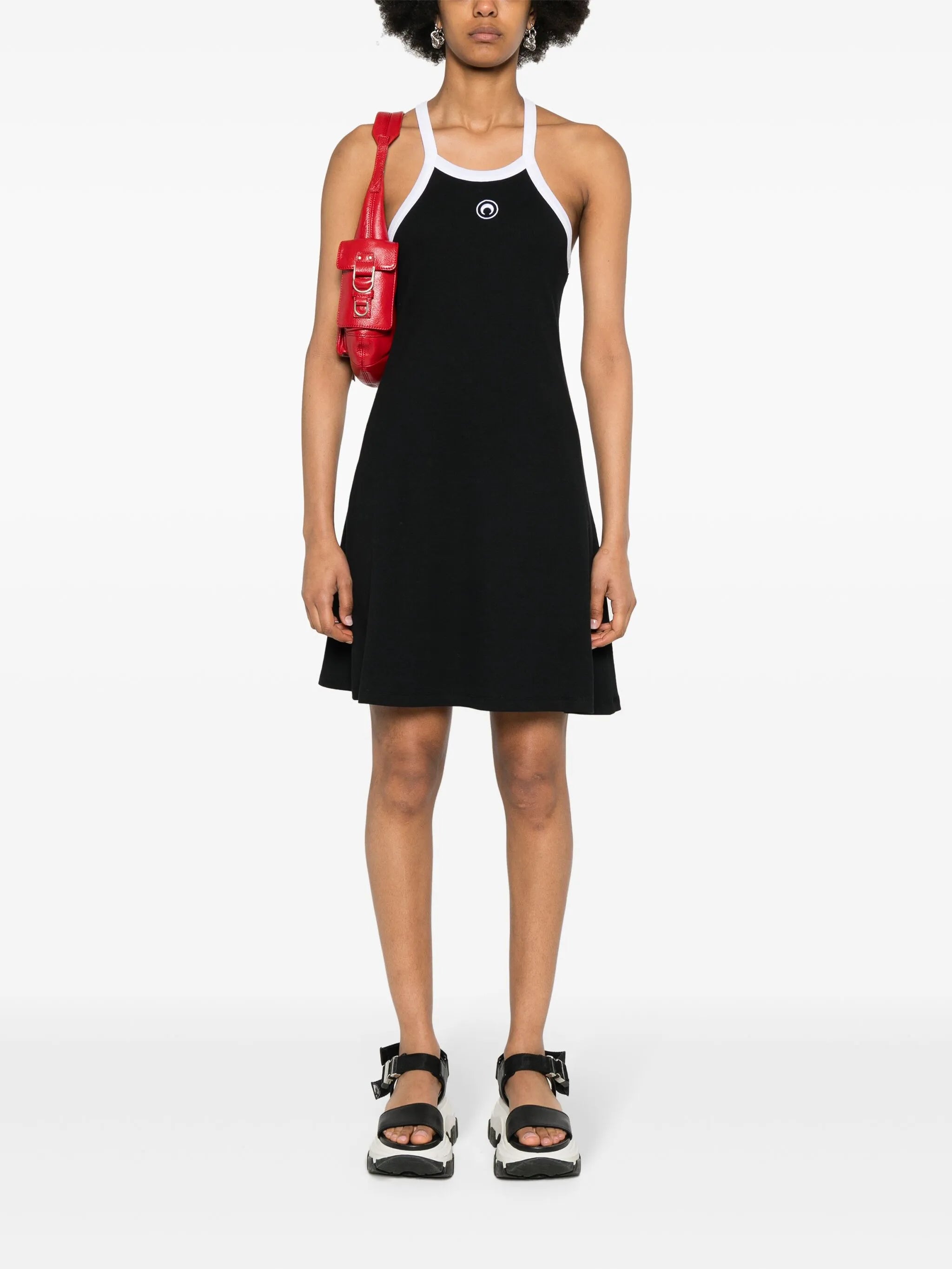 Crescent Moon-embroidered mini dress