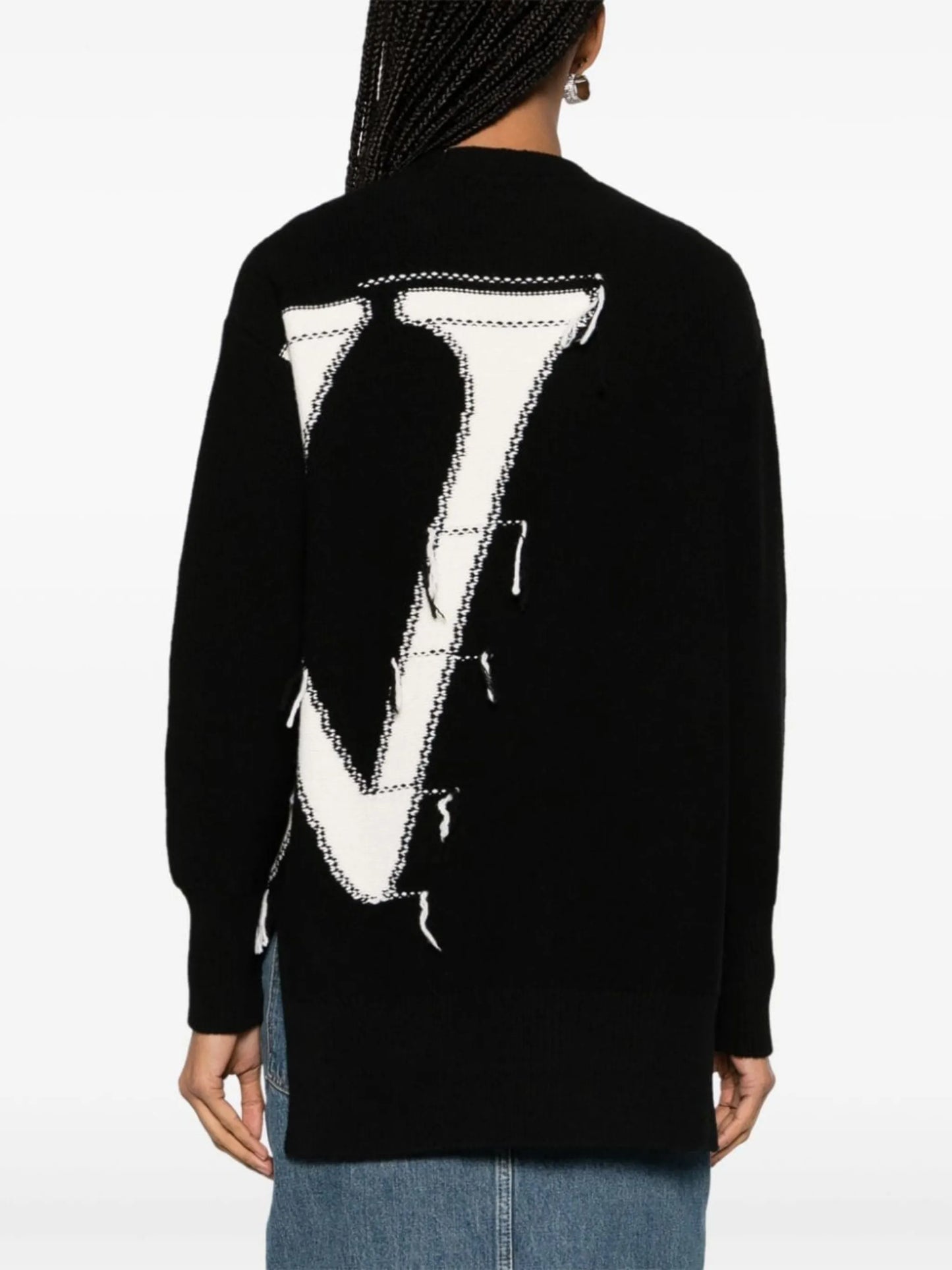maxi logo-intarsia wool cardigan