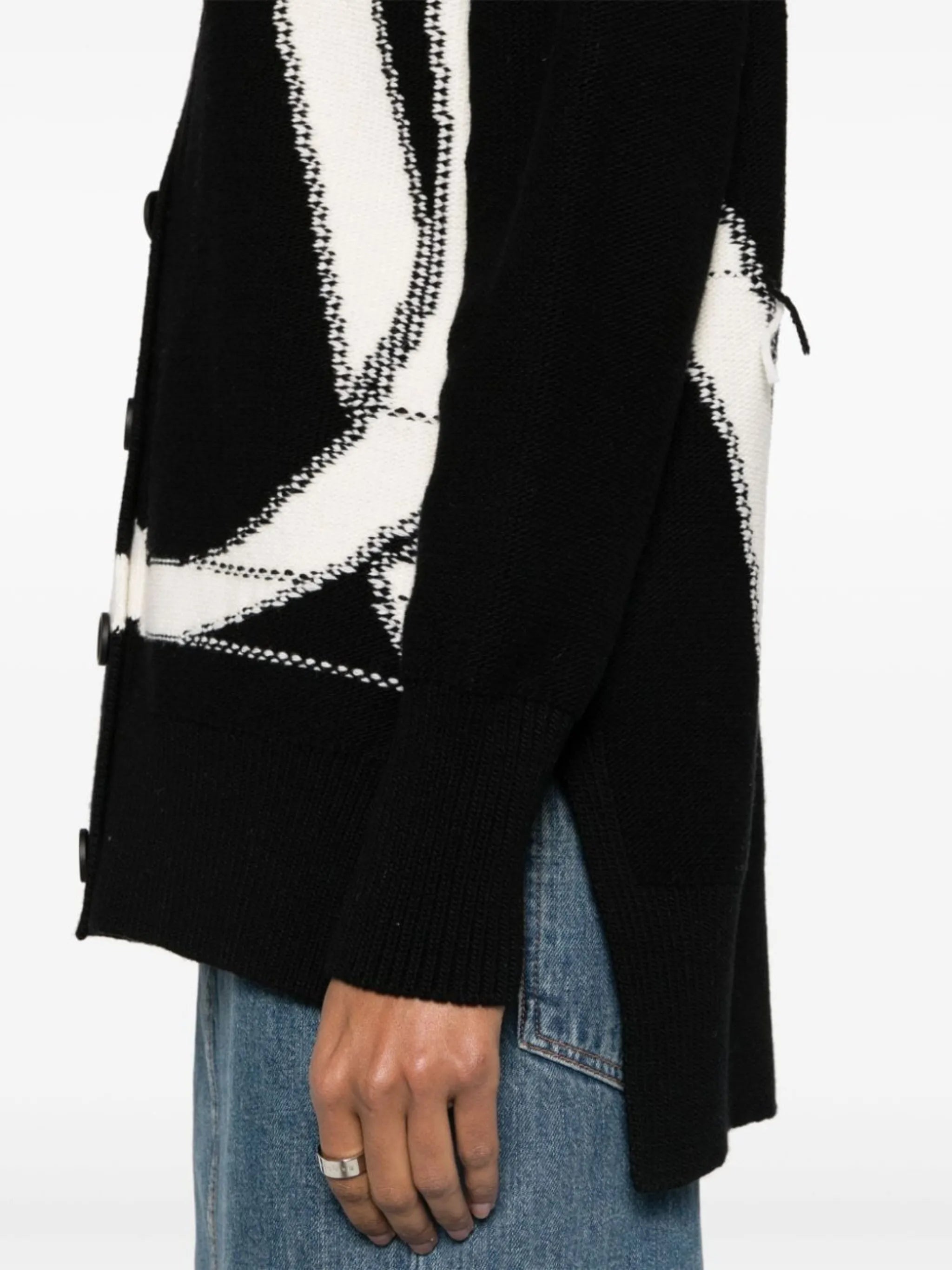 maxi logo-intarsia wool cardigan