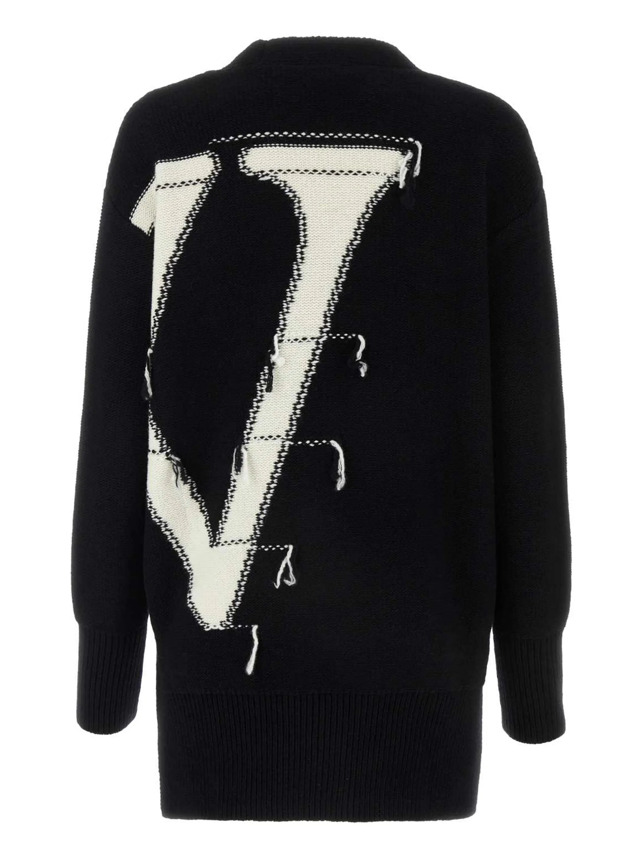maxi logo-intarsia wool cardigan