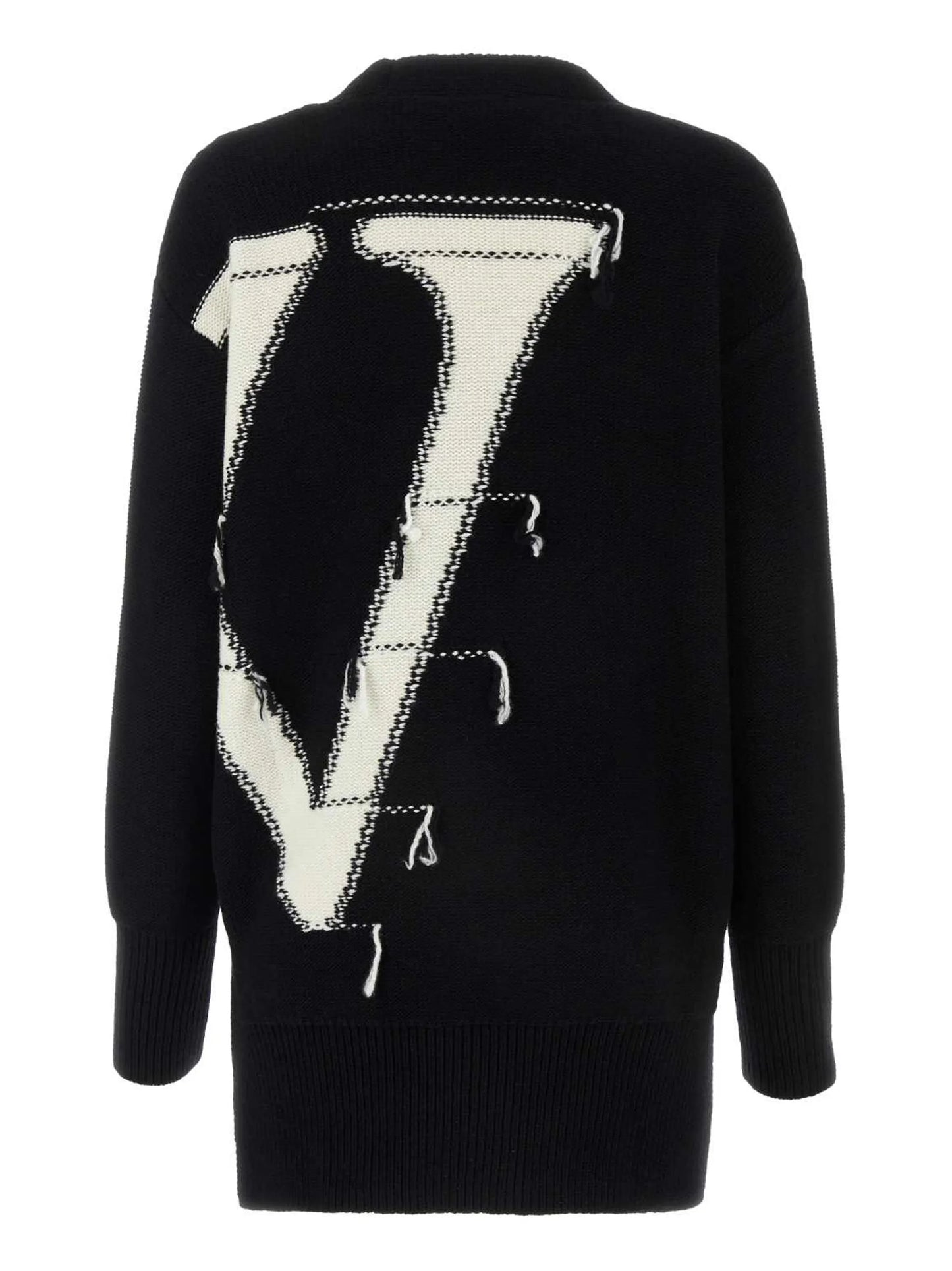 maxi logo-intarsia wool cardigan