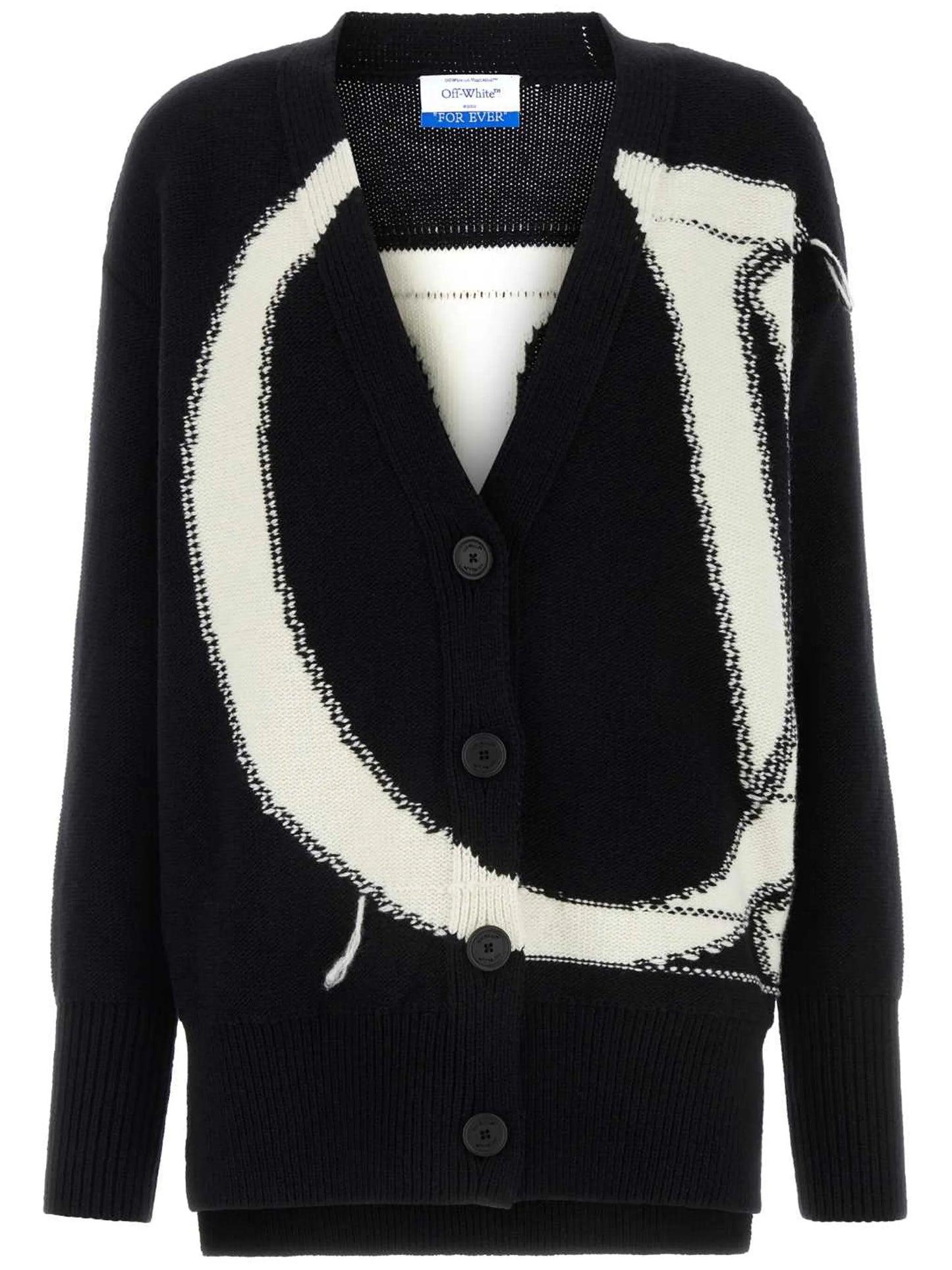maxi logo-intarsia wool cardigan
