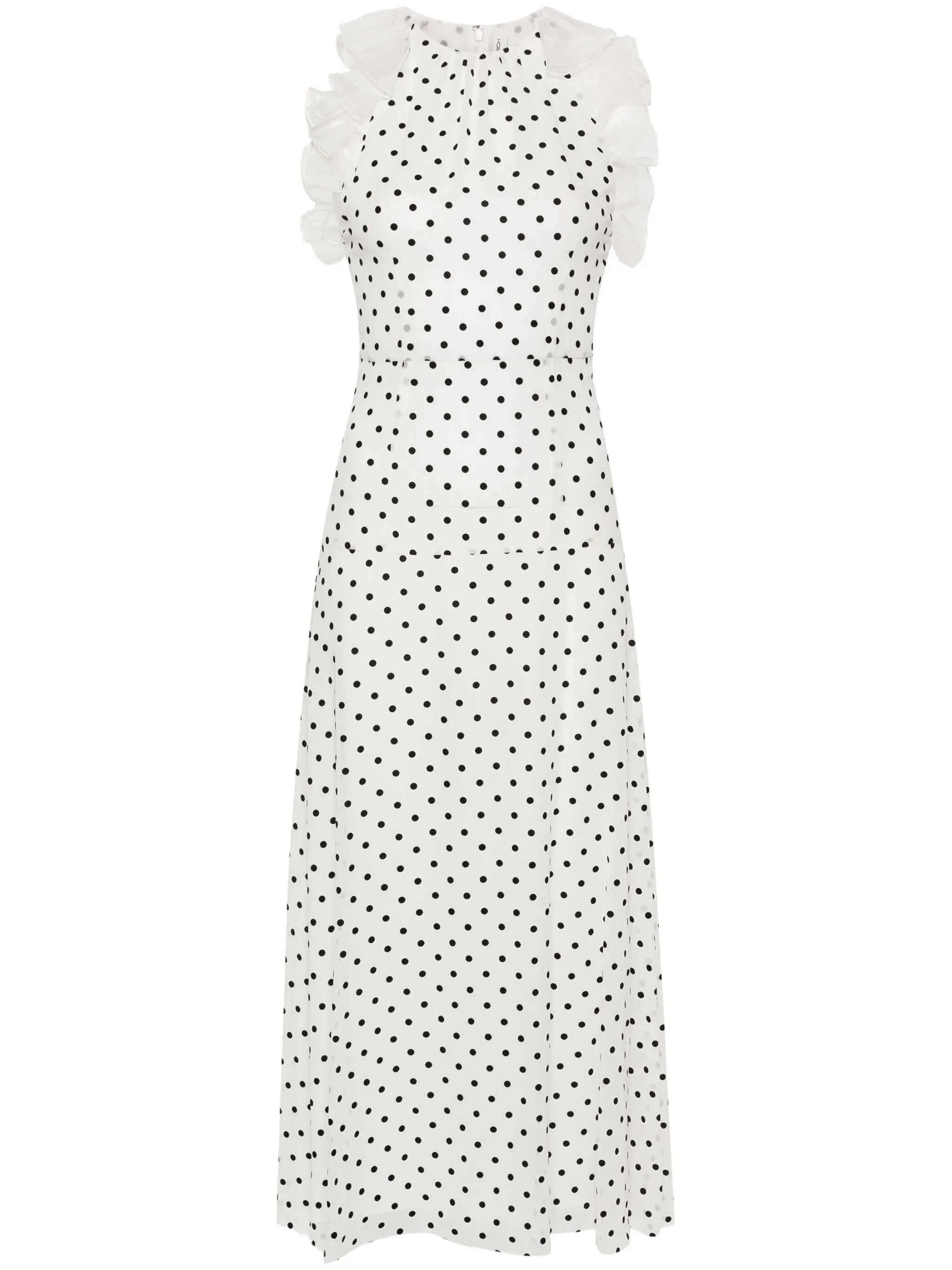 flocking polka-dot maxi dress