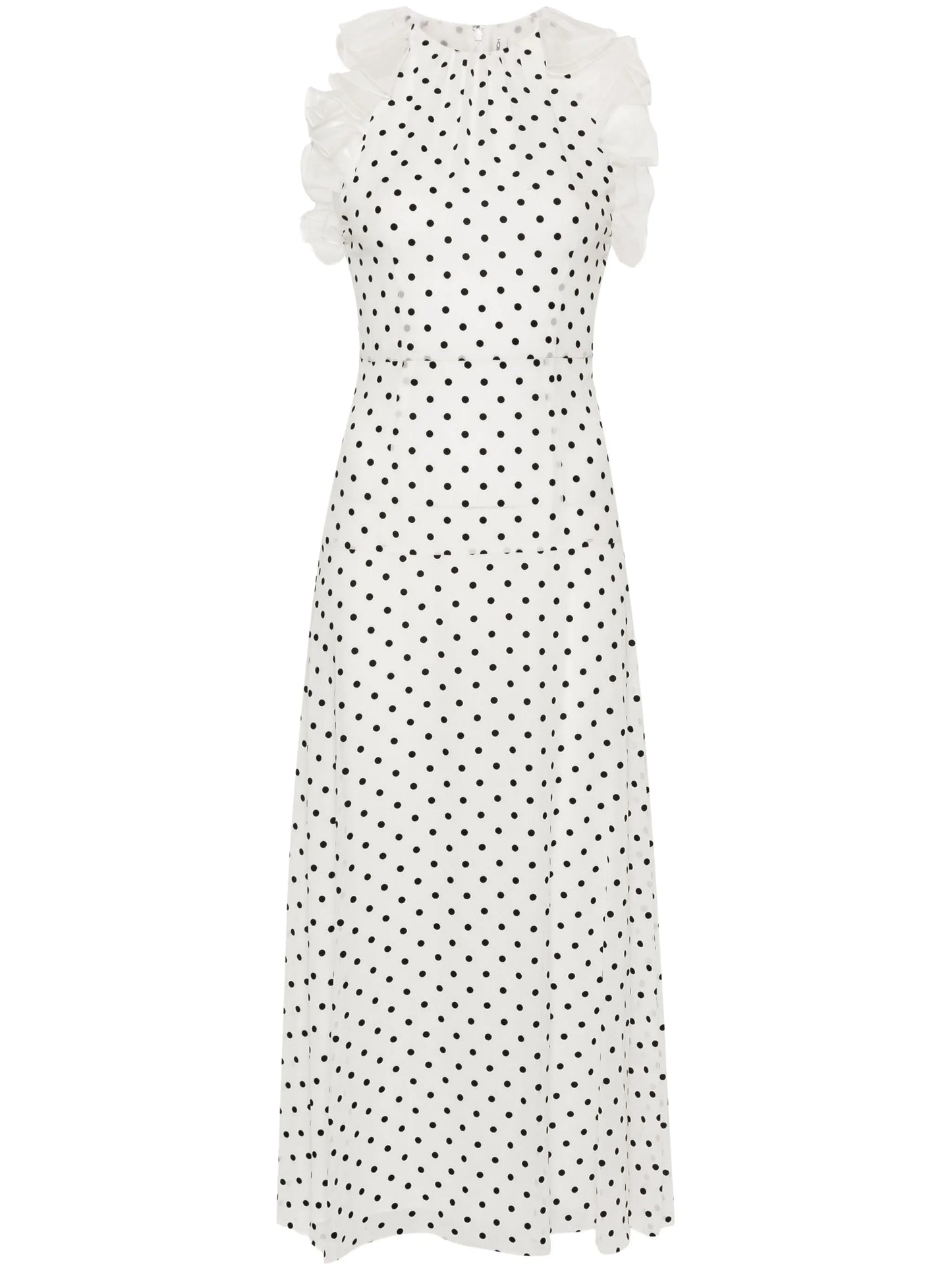 flocking polka-dot maxi dress