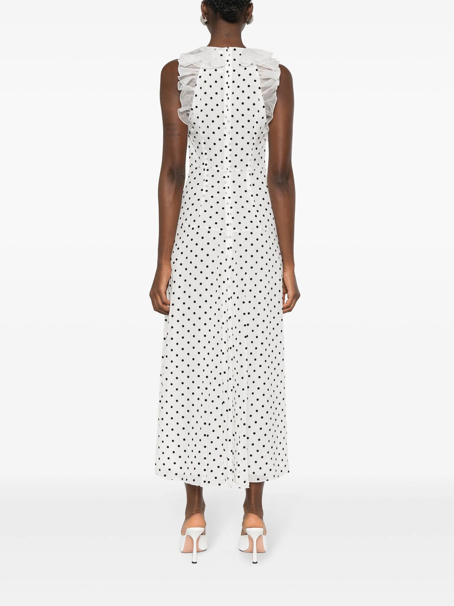 flocking polka-dot maxi dress