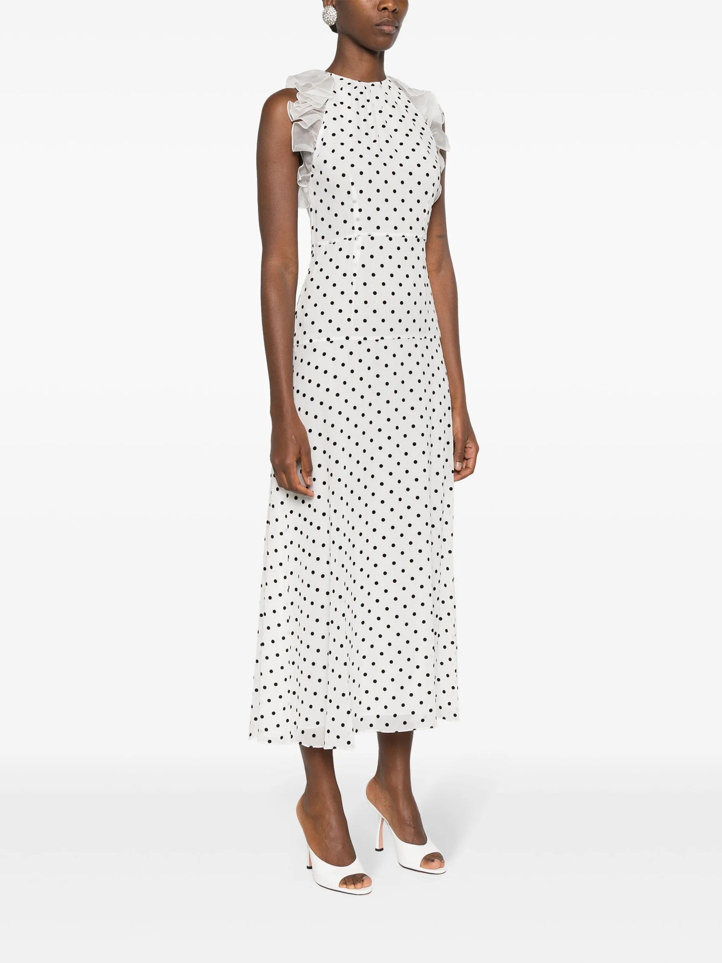 flocking polka-dot maxi dress