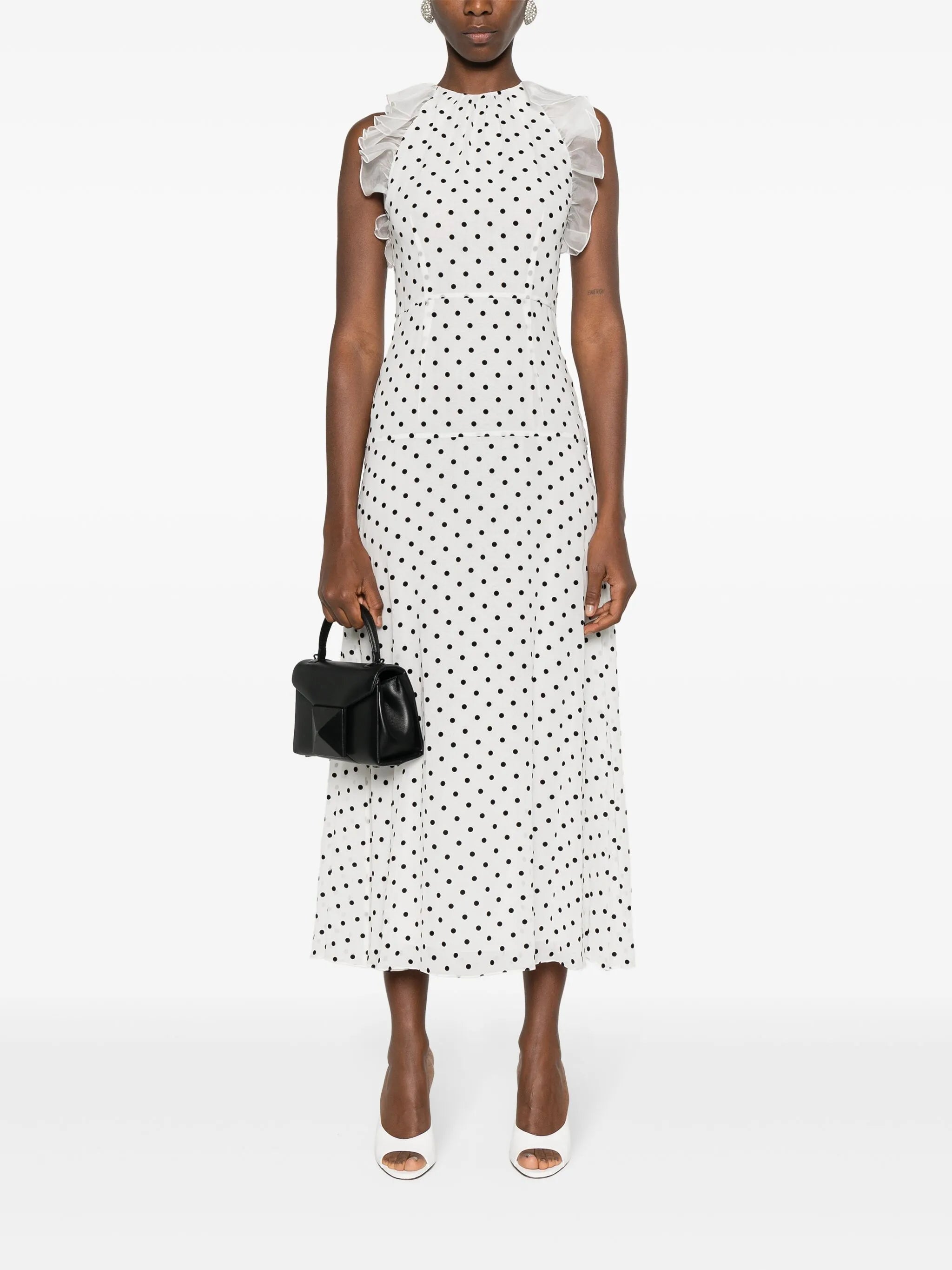 flocking polka-dot maxi dress