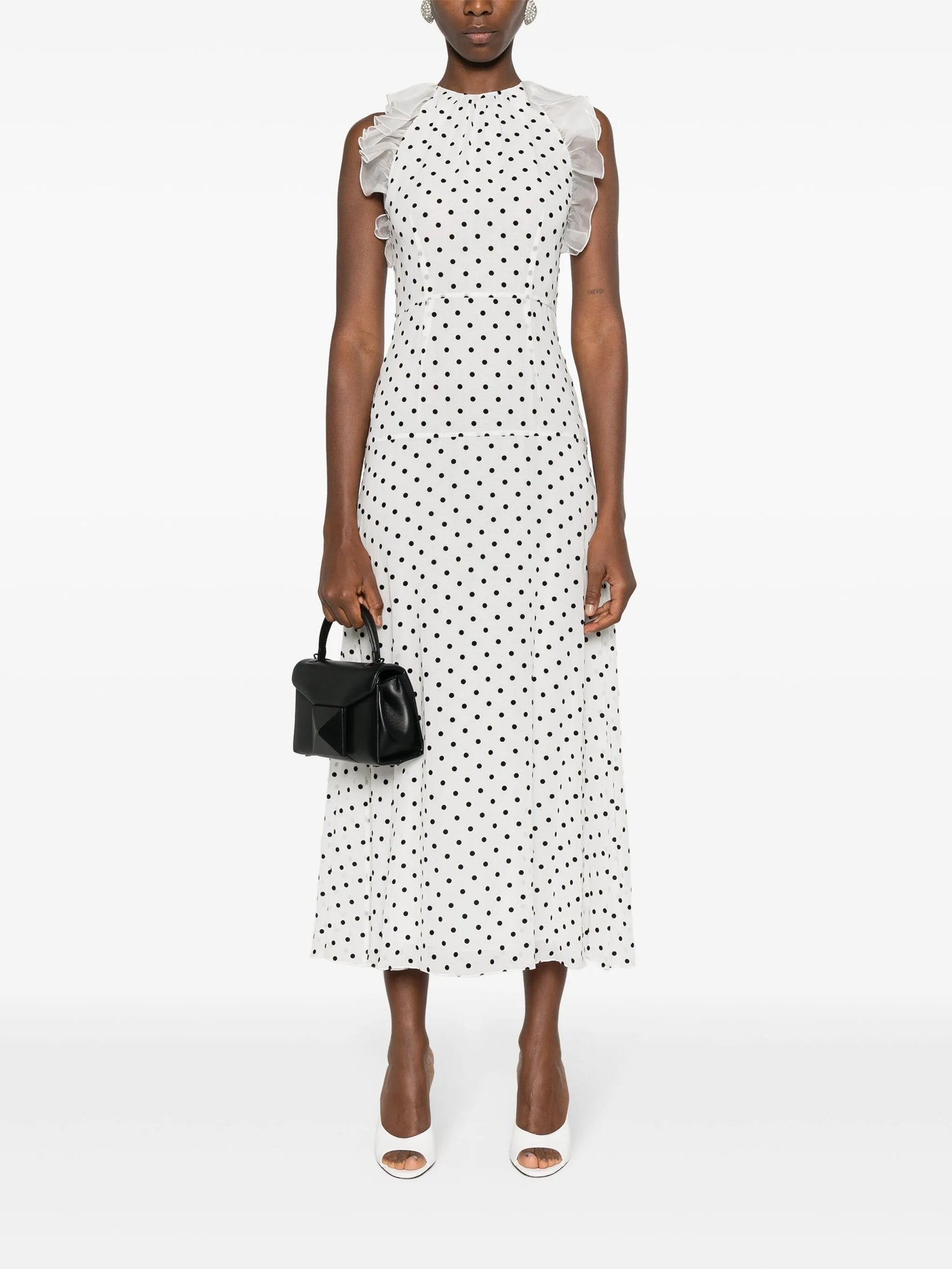 flocking polka-dot maxi dress