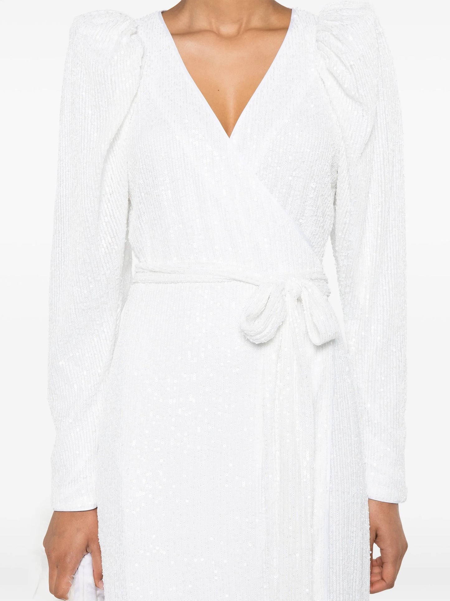 sequined midi wrap dress