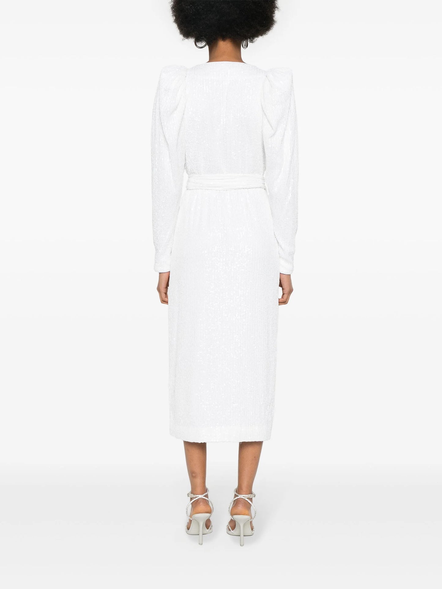 sequined midi wrap dress