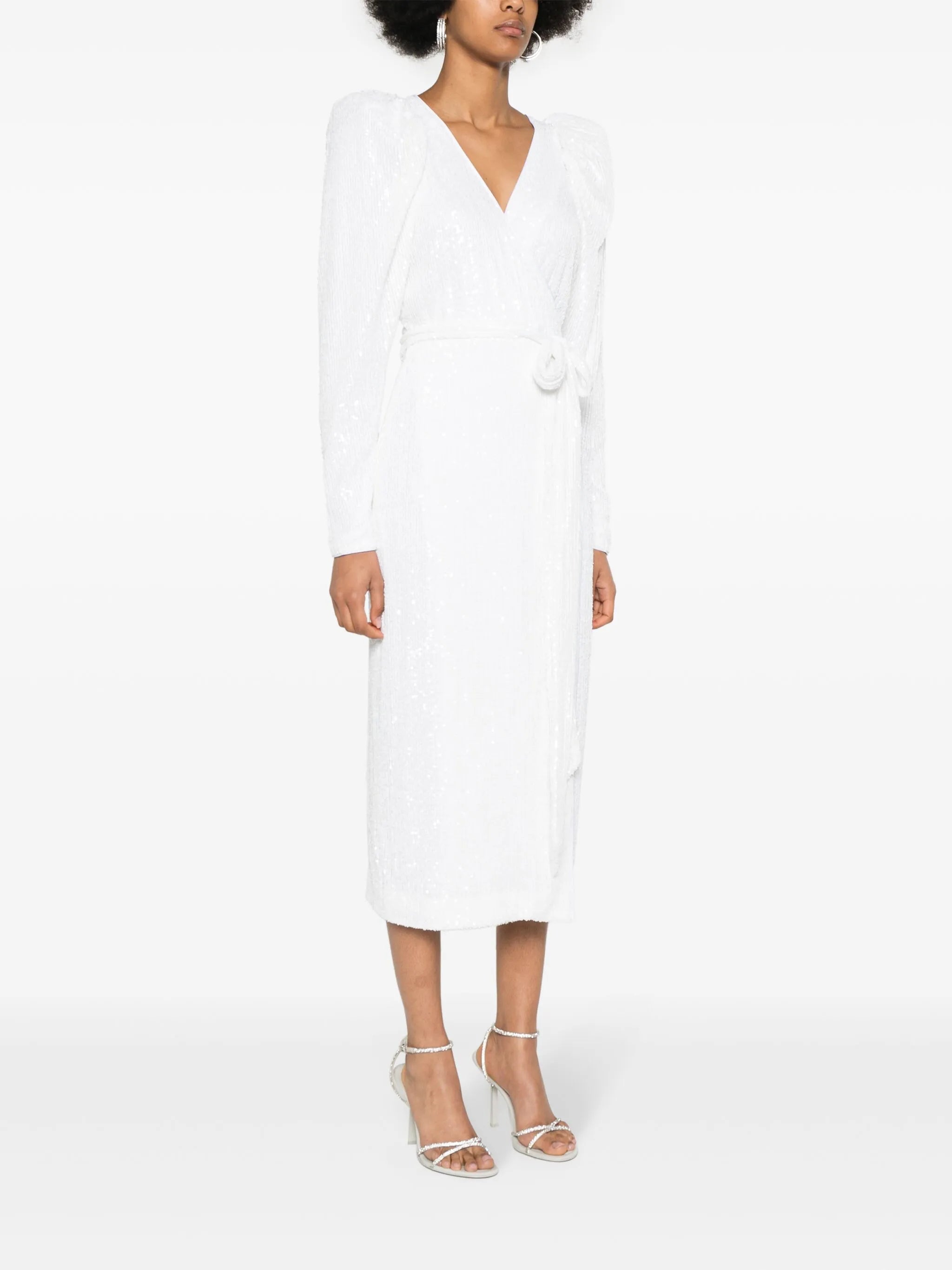 sequined midi wrap dress