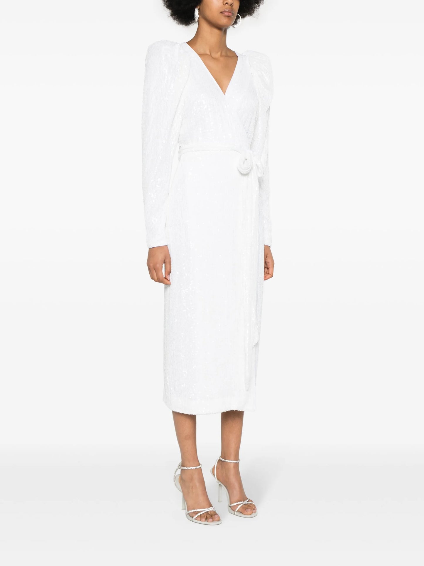 sequined midi wrap dress