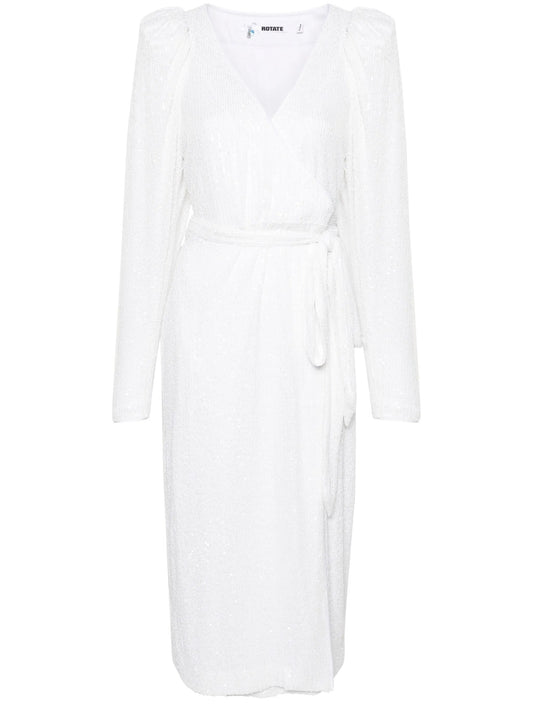 sequined midi wrap dress