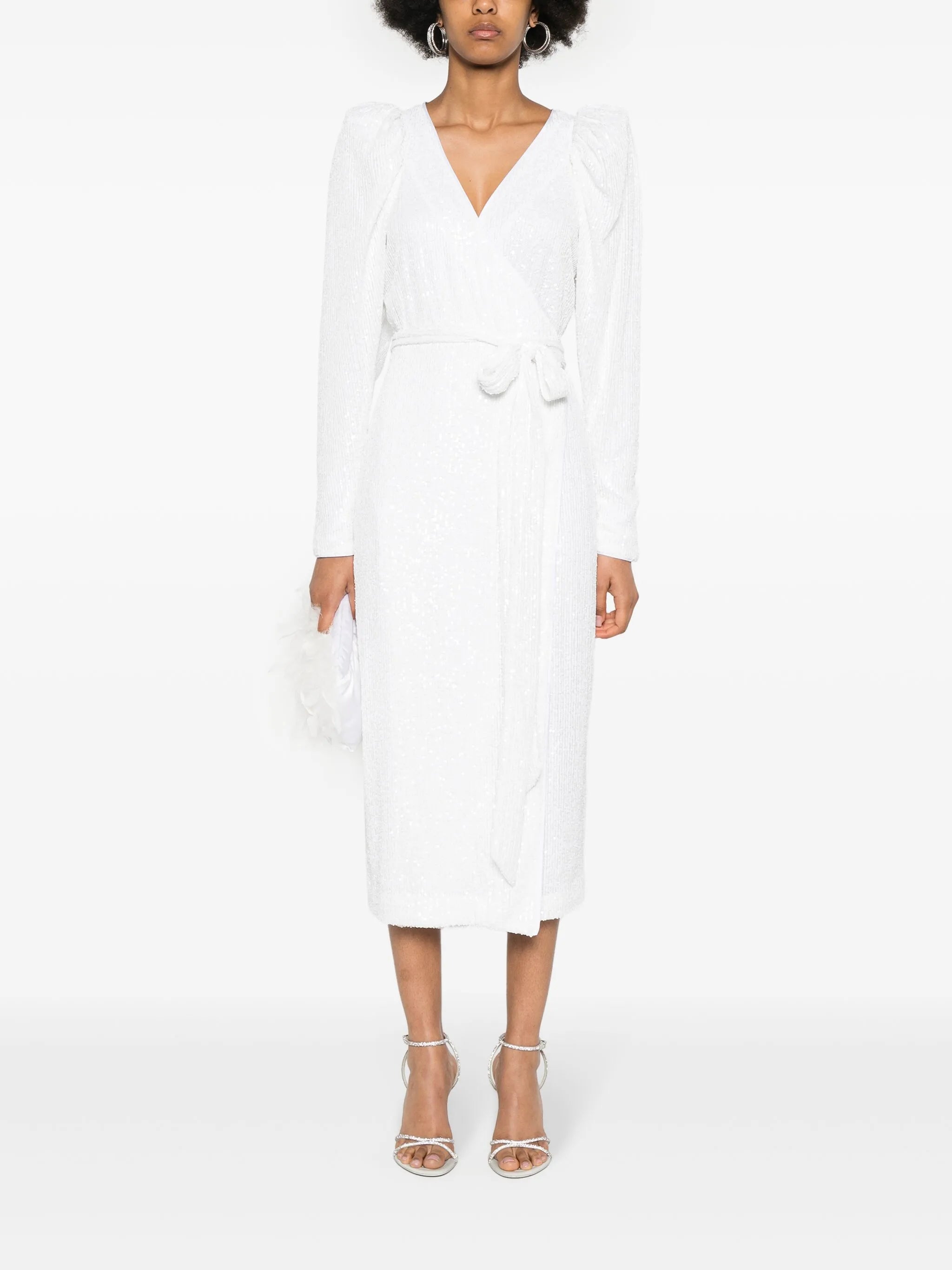 sequined midi wrap dress