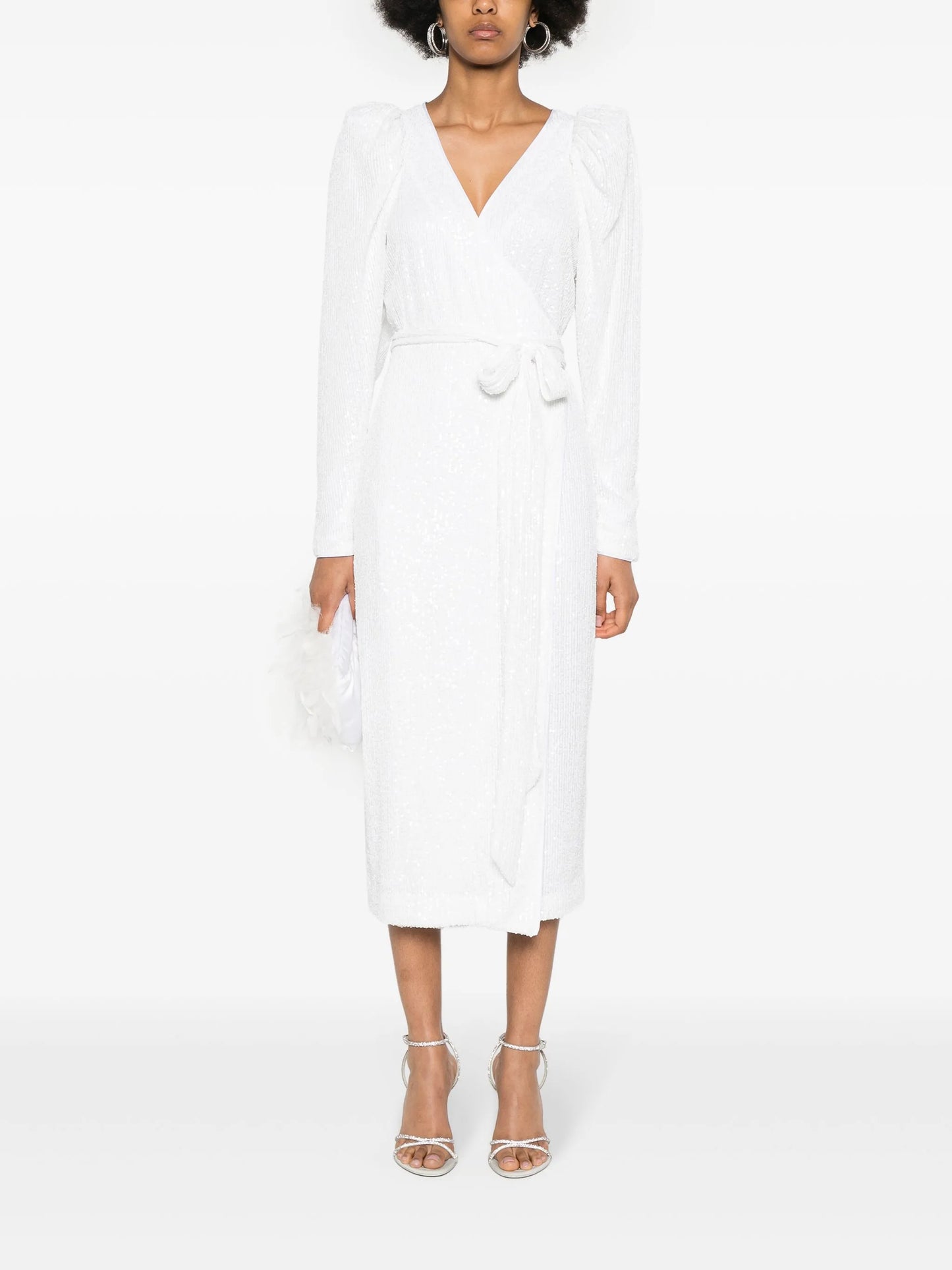 sequined midi wrap dress