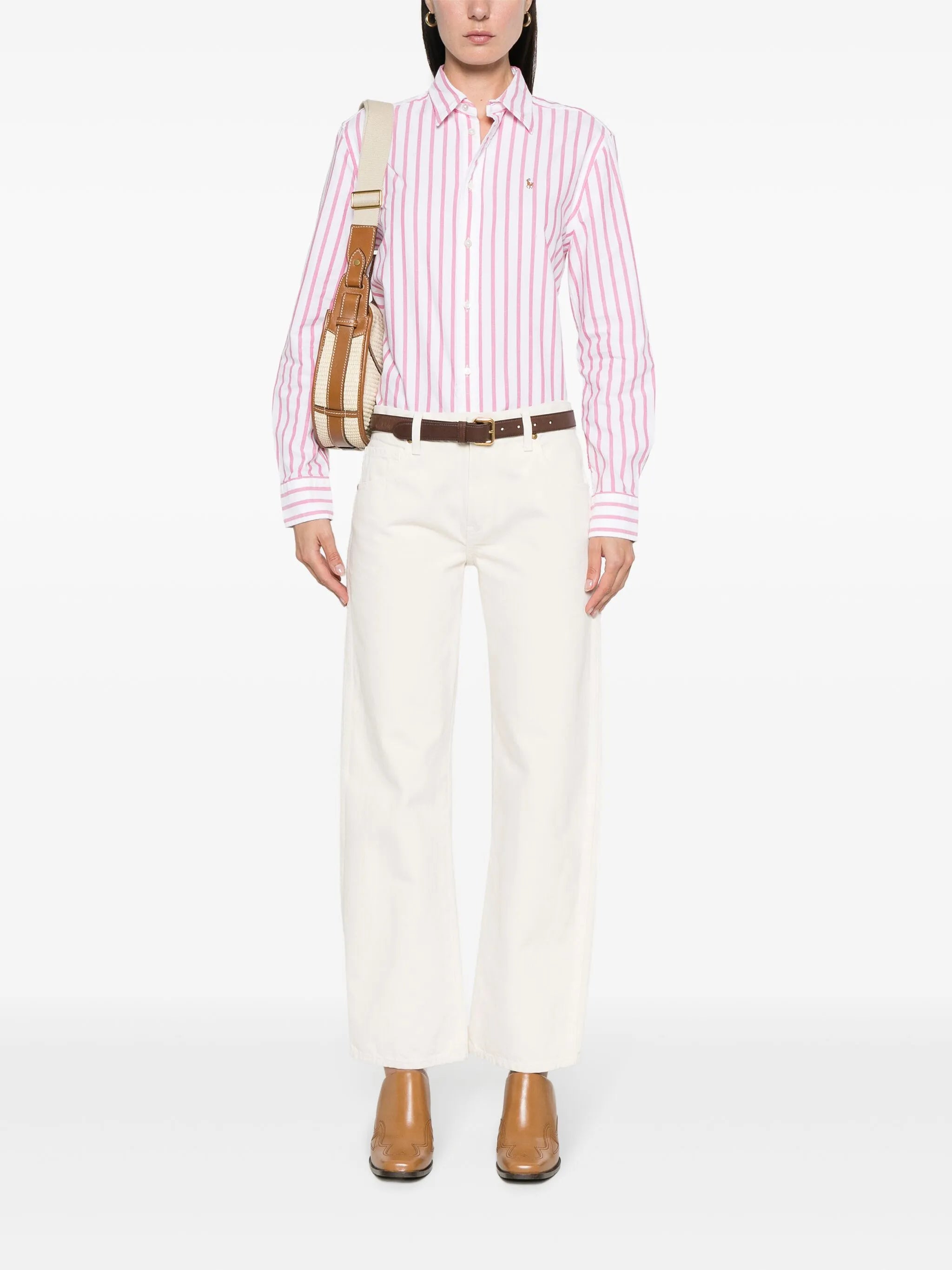 Polo-Pony-motif striped shirt