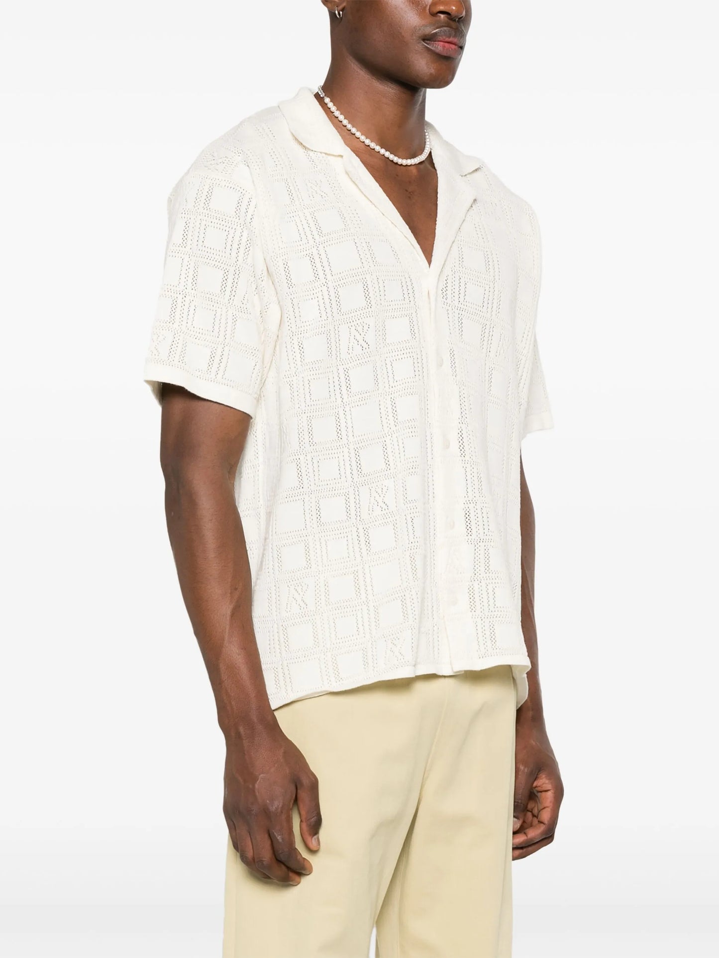 pointelle-knit shirt
