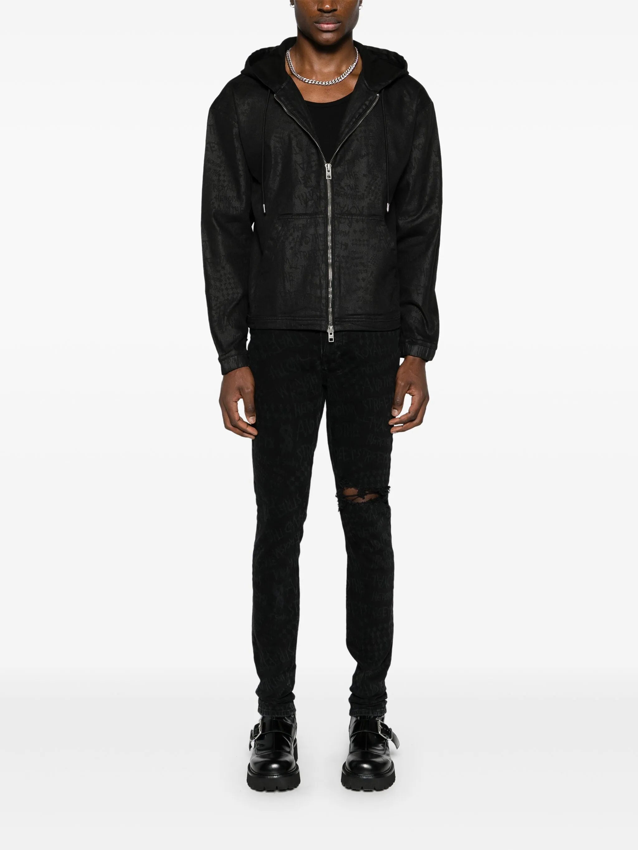 jacquard hooded jacket