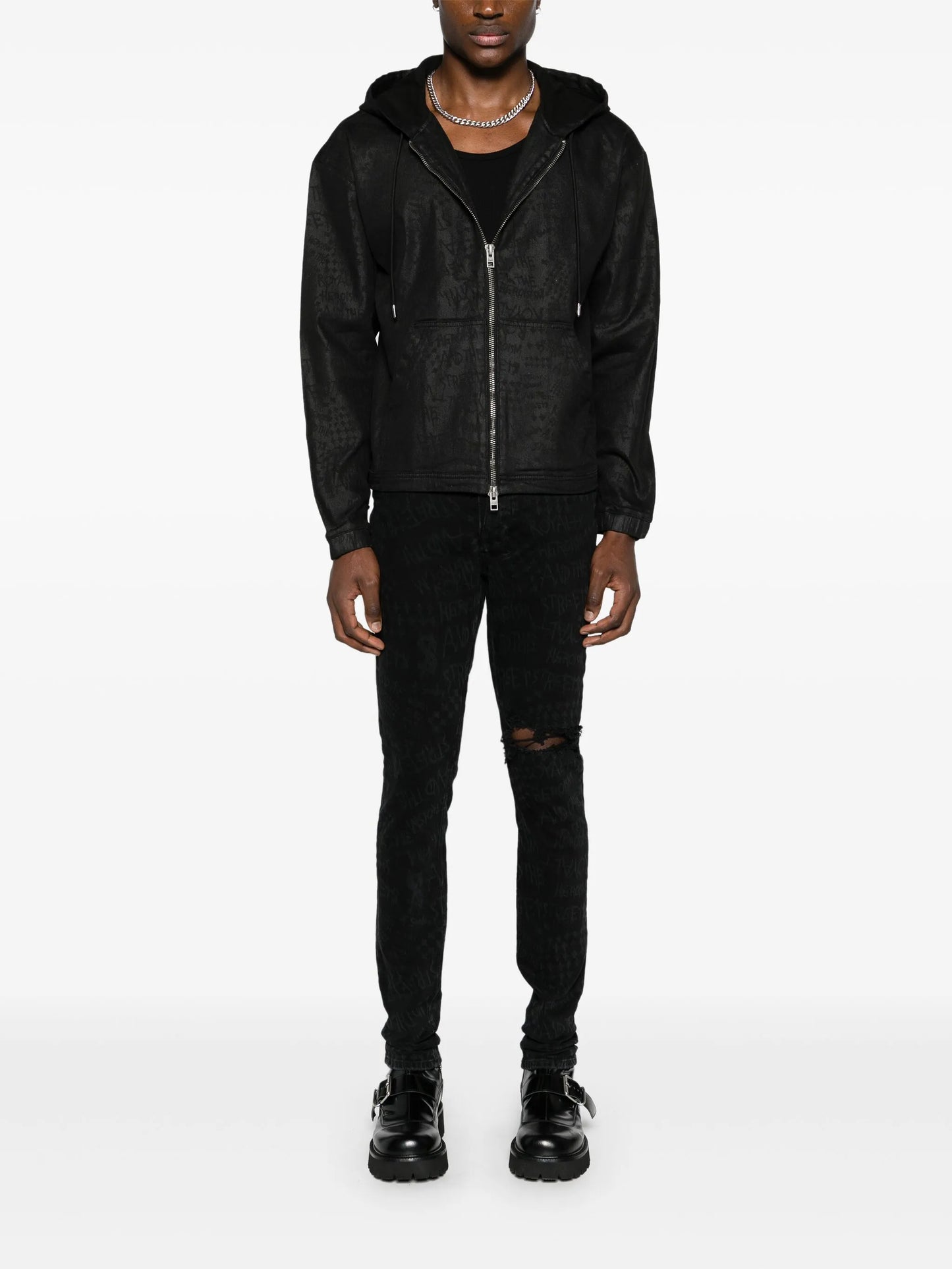 jacquard hooded jacket