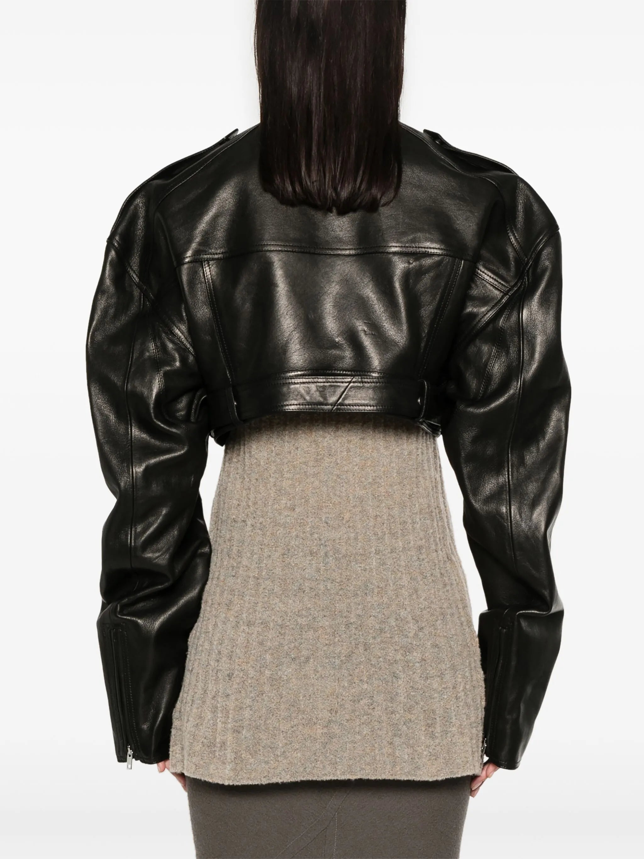 Micro Biker cropped leather jacket
