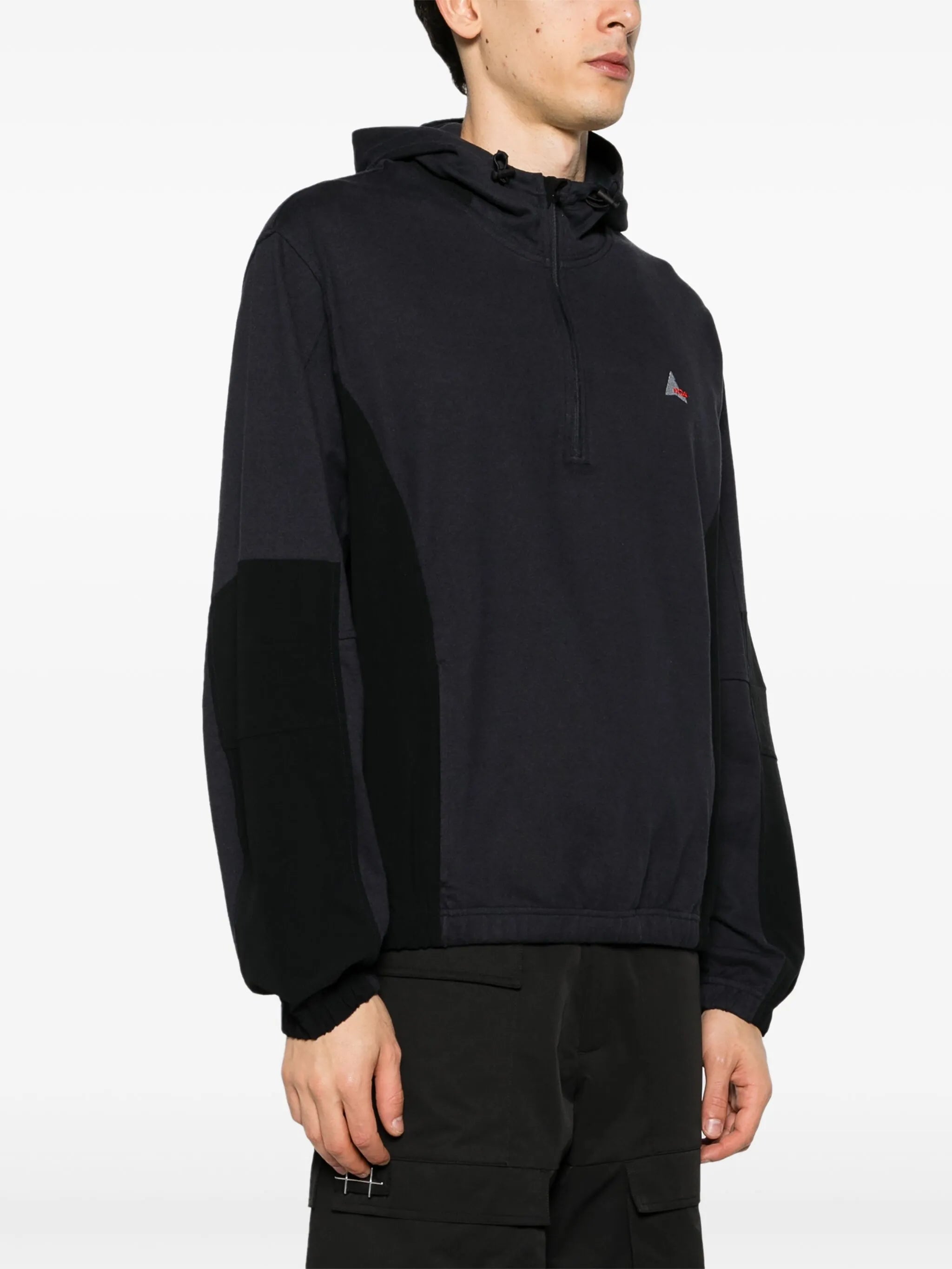 panelled cotton hoodie