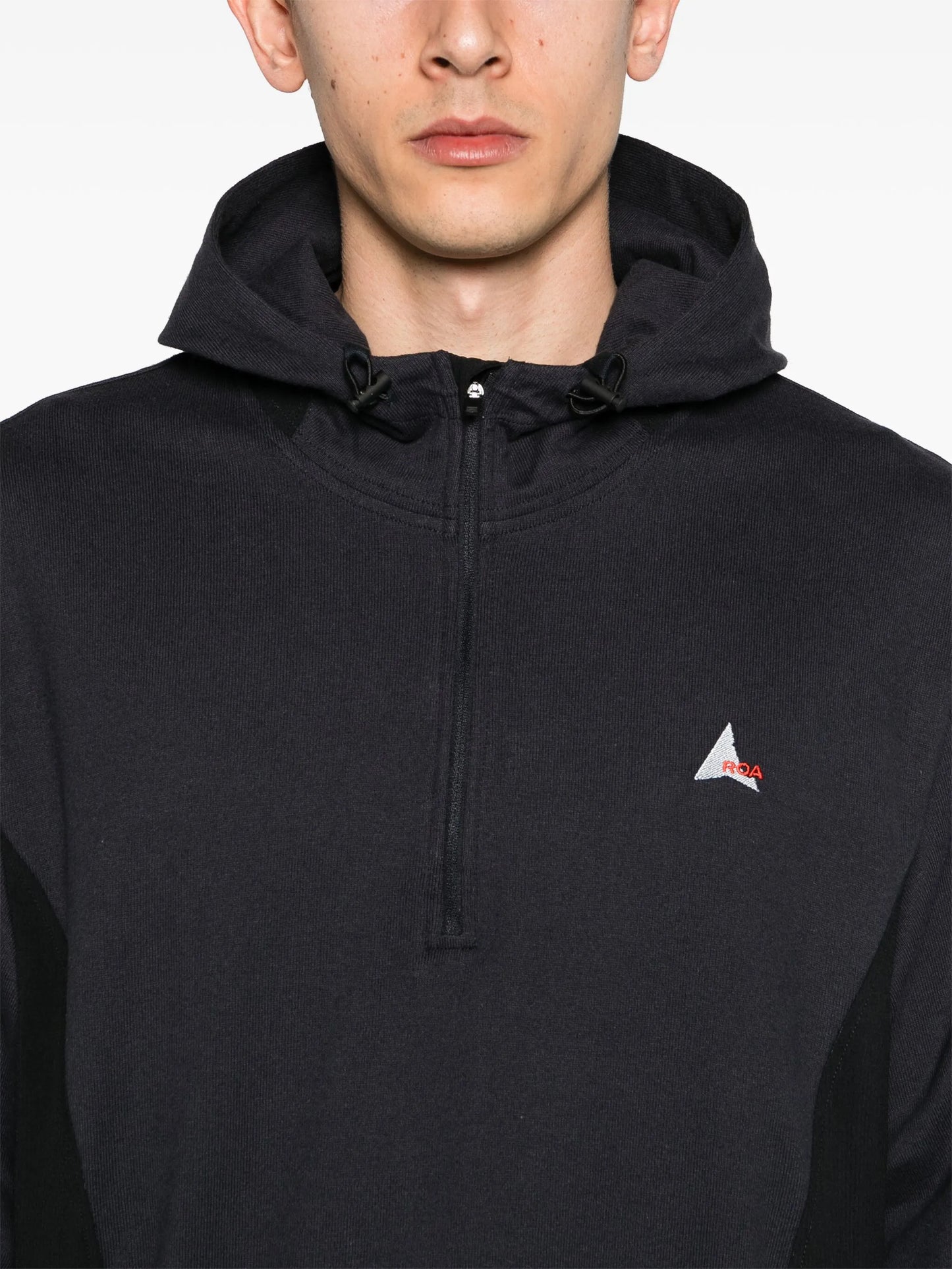 panelled cotton hoodie