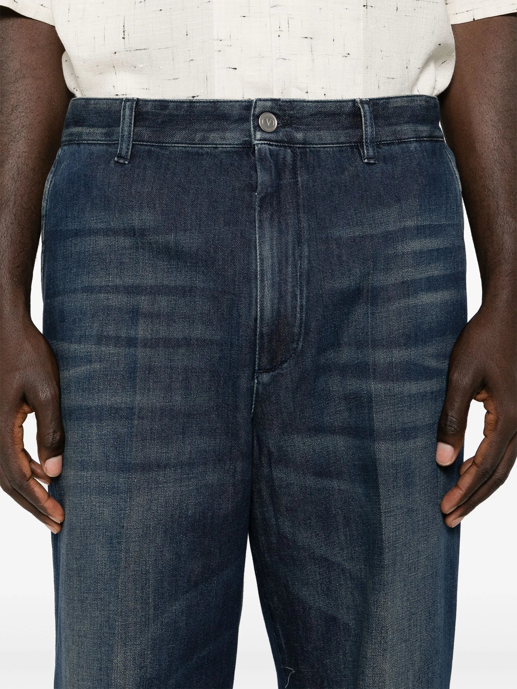 tapered-leg cotton jeans