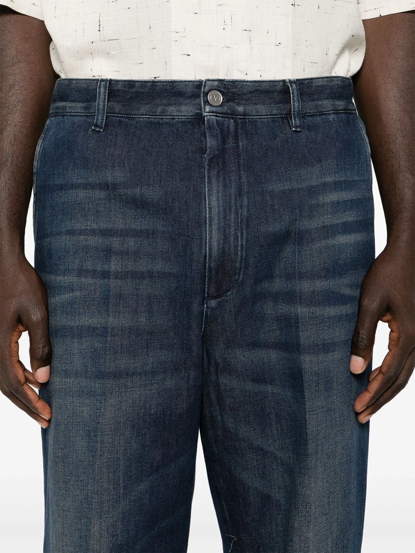 tapered-leg cotton jeans