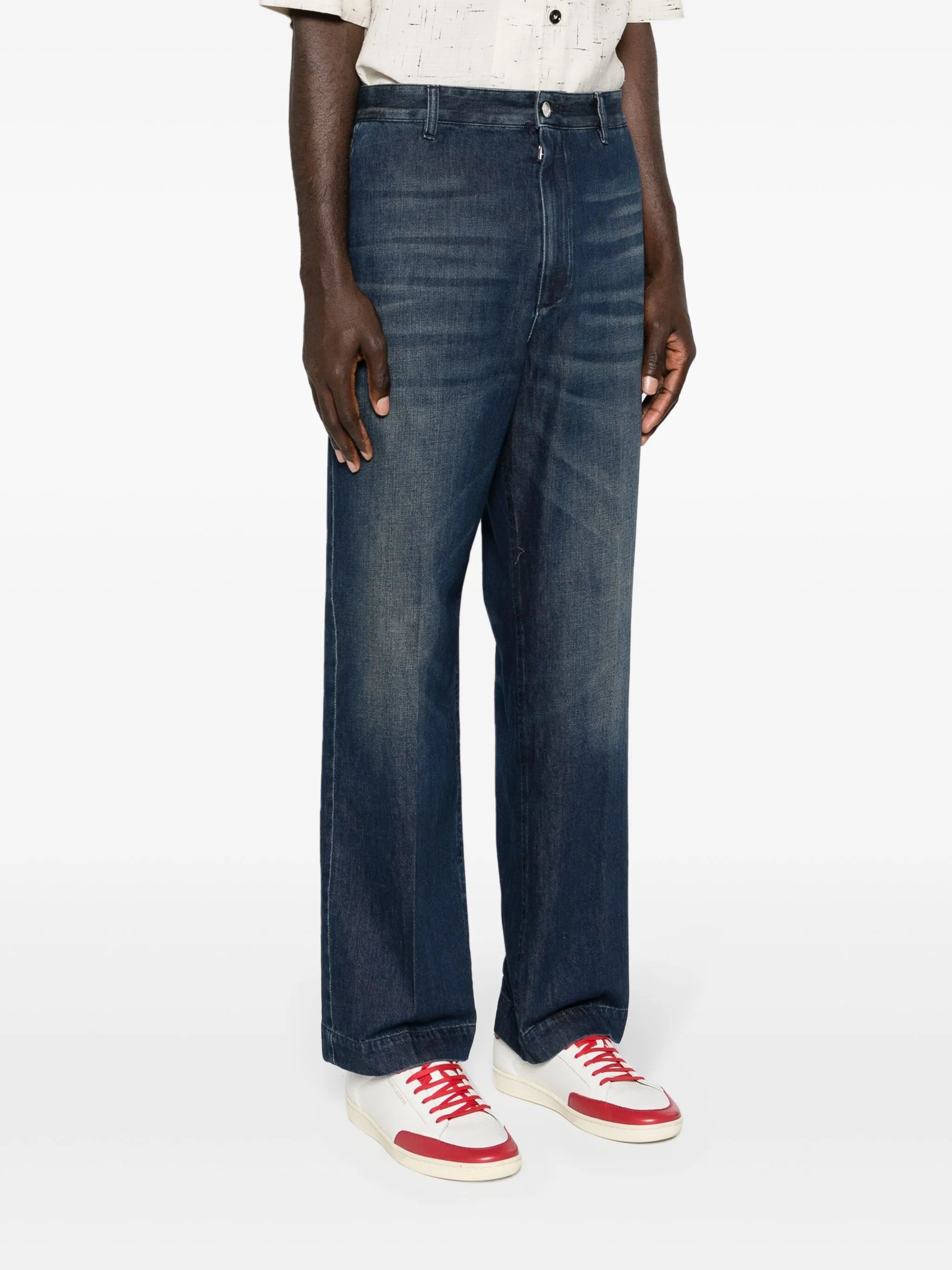 tapered-leg cotton jeans