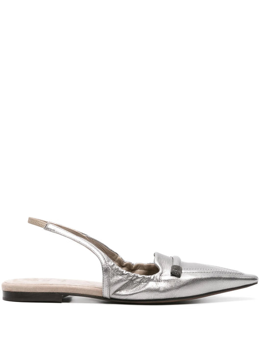 pointed-toe slingback ballerina shoes