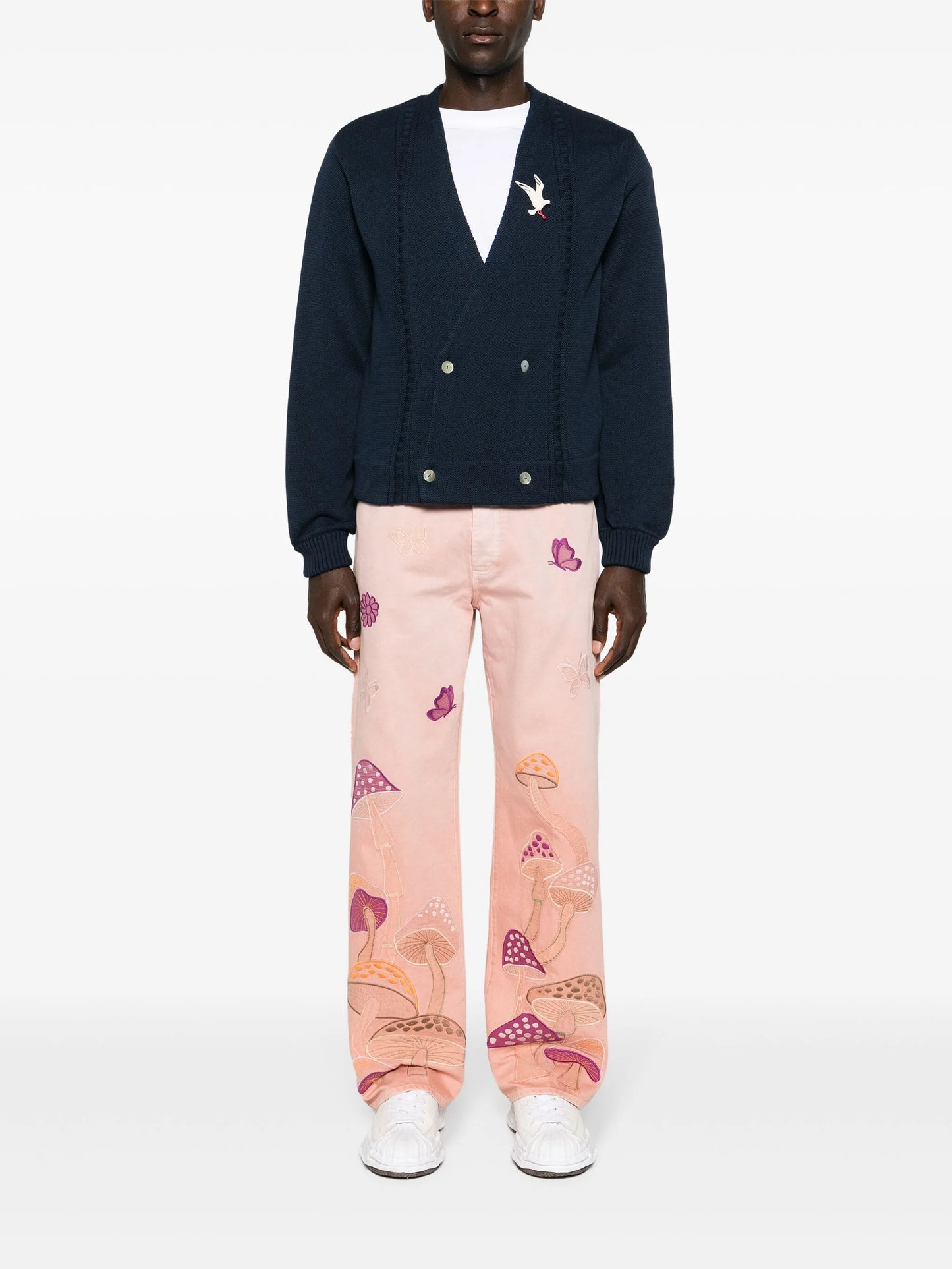 Psychedelic mid-rise straight-leg jeans
