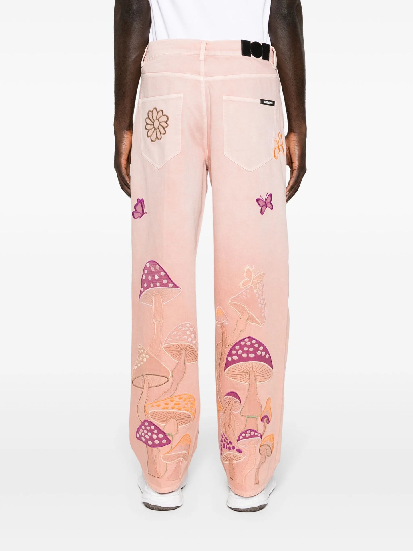 Psychedelic mid-rise straight-leg jeans