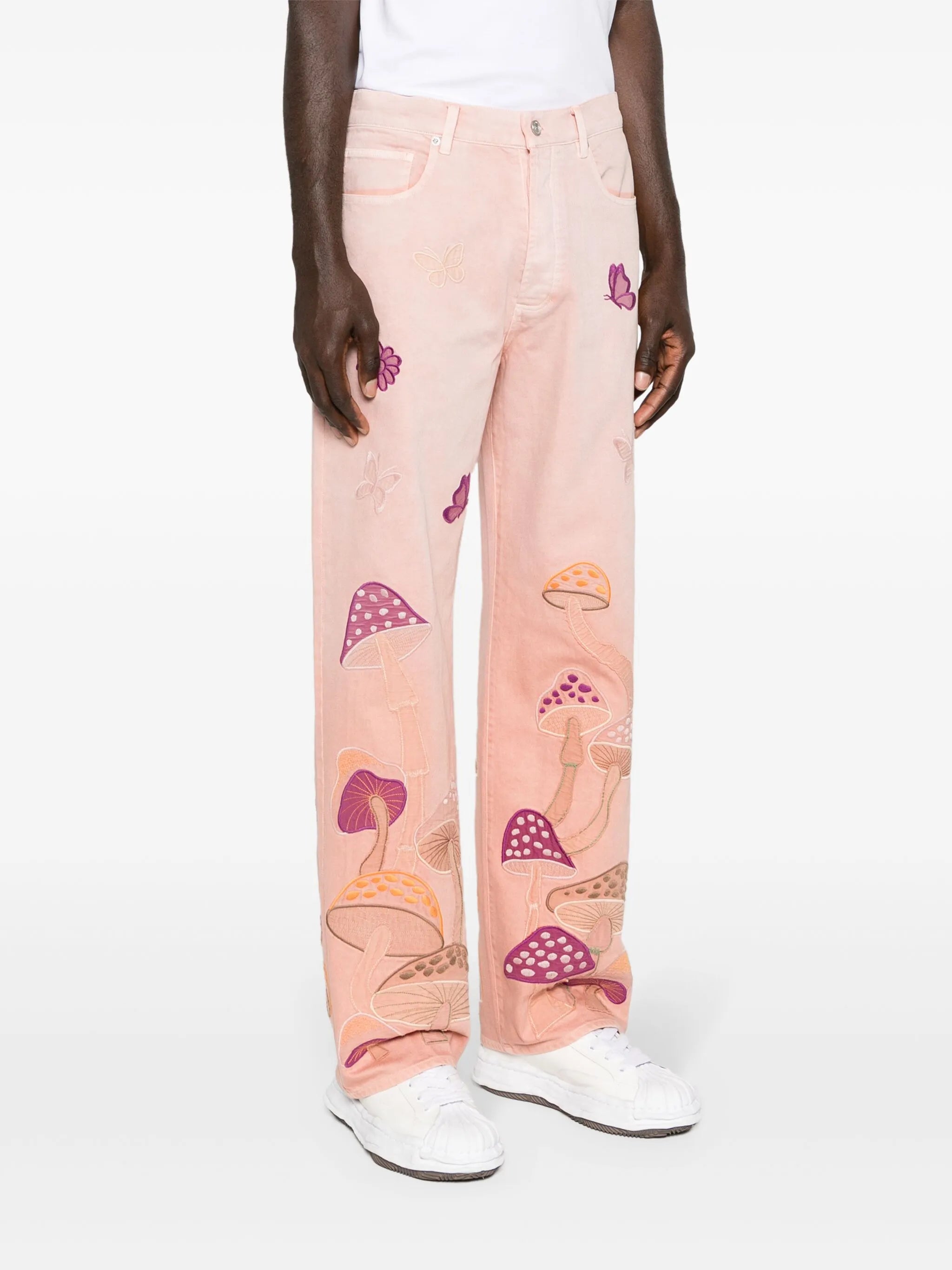 Psychedelic mid-rise straight-leg jeans