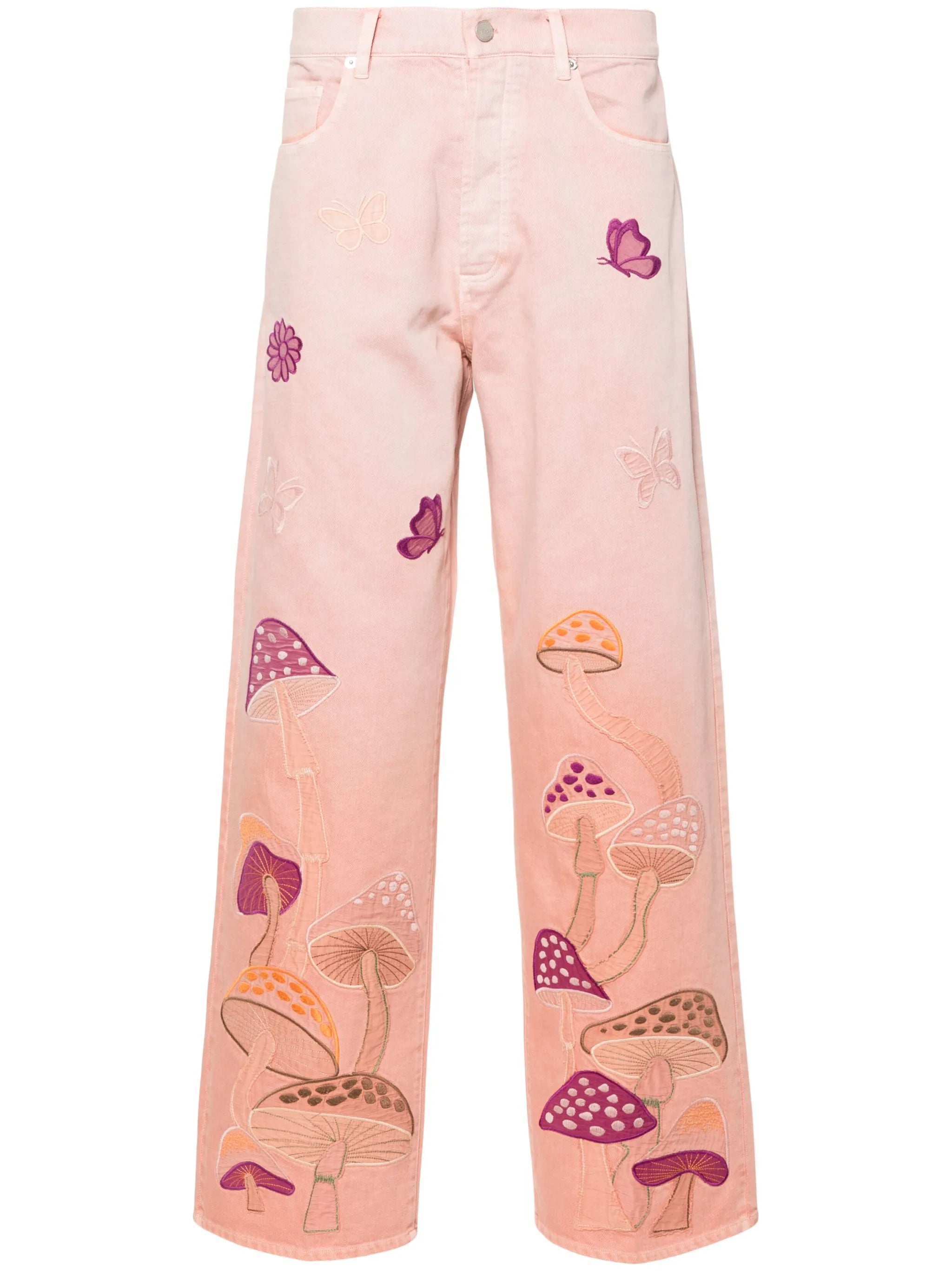 Psychedelic mid-rise straight-leg jeans
