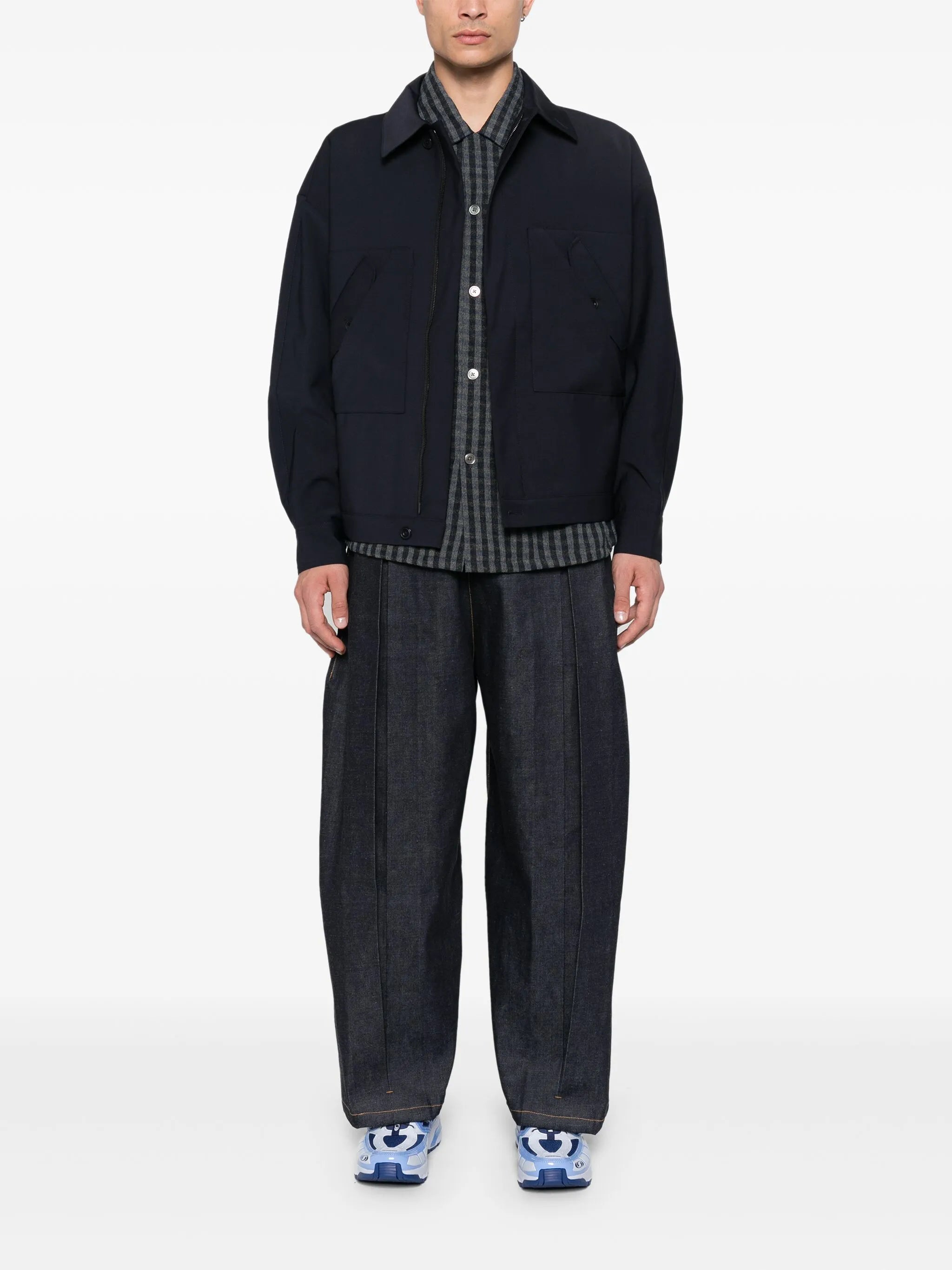 inverted-pleat jeans