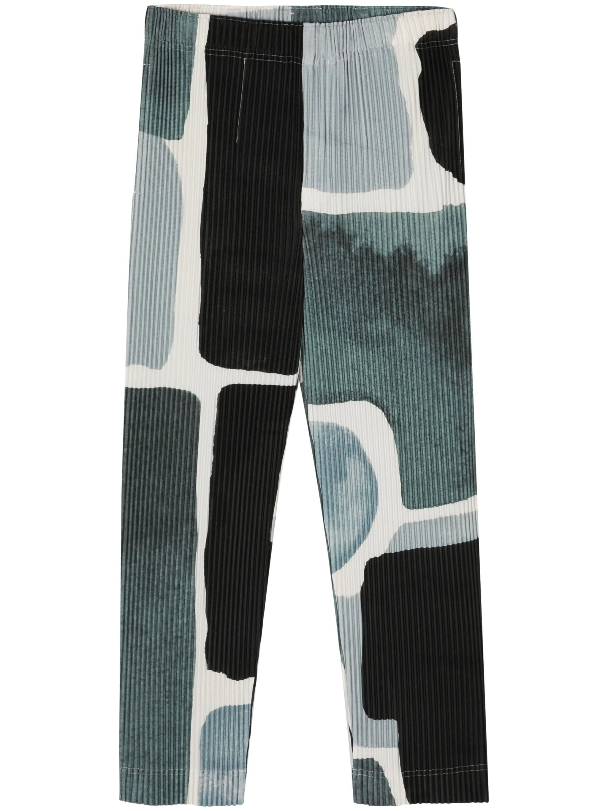 abstract-print plissé trousers