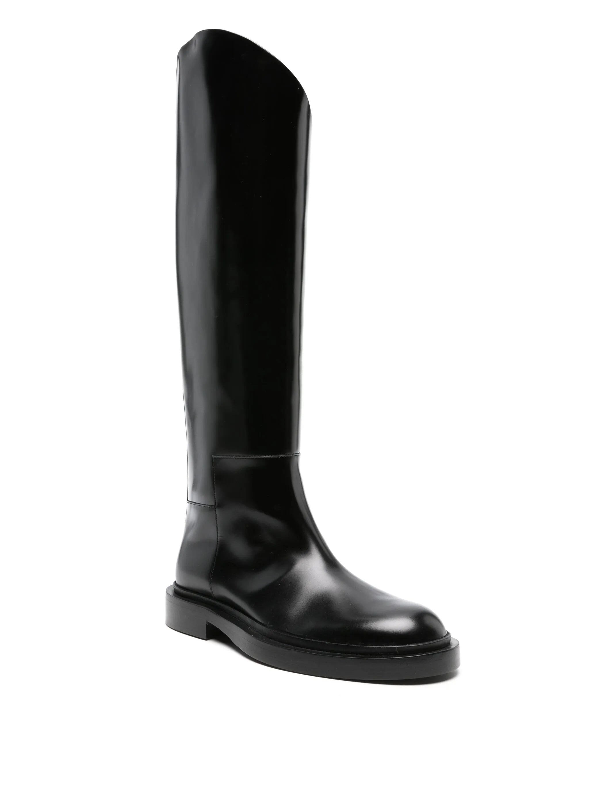 asymmetric leather boots
