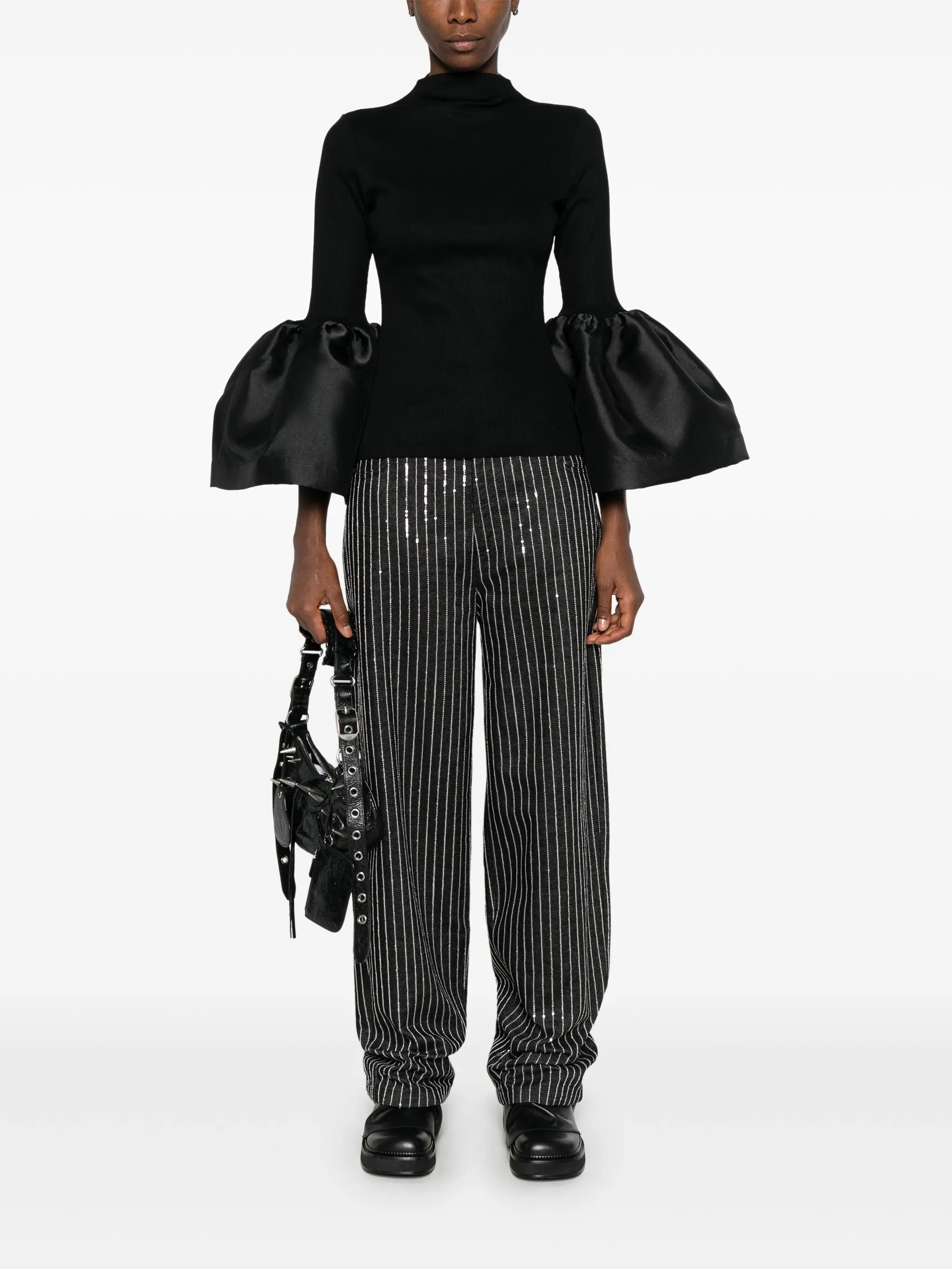 turtleneck puff sleeve top