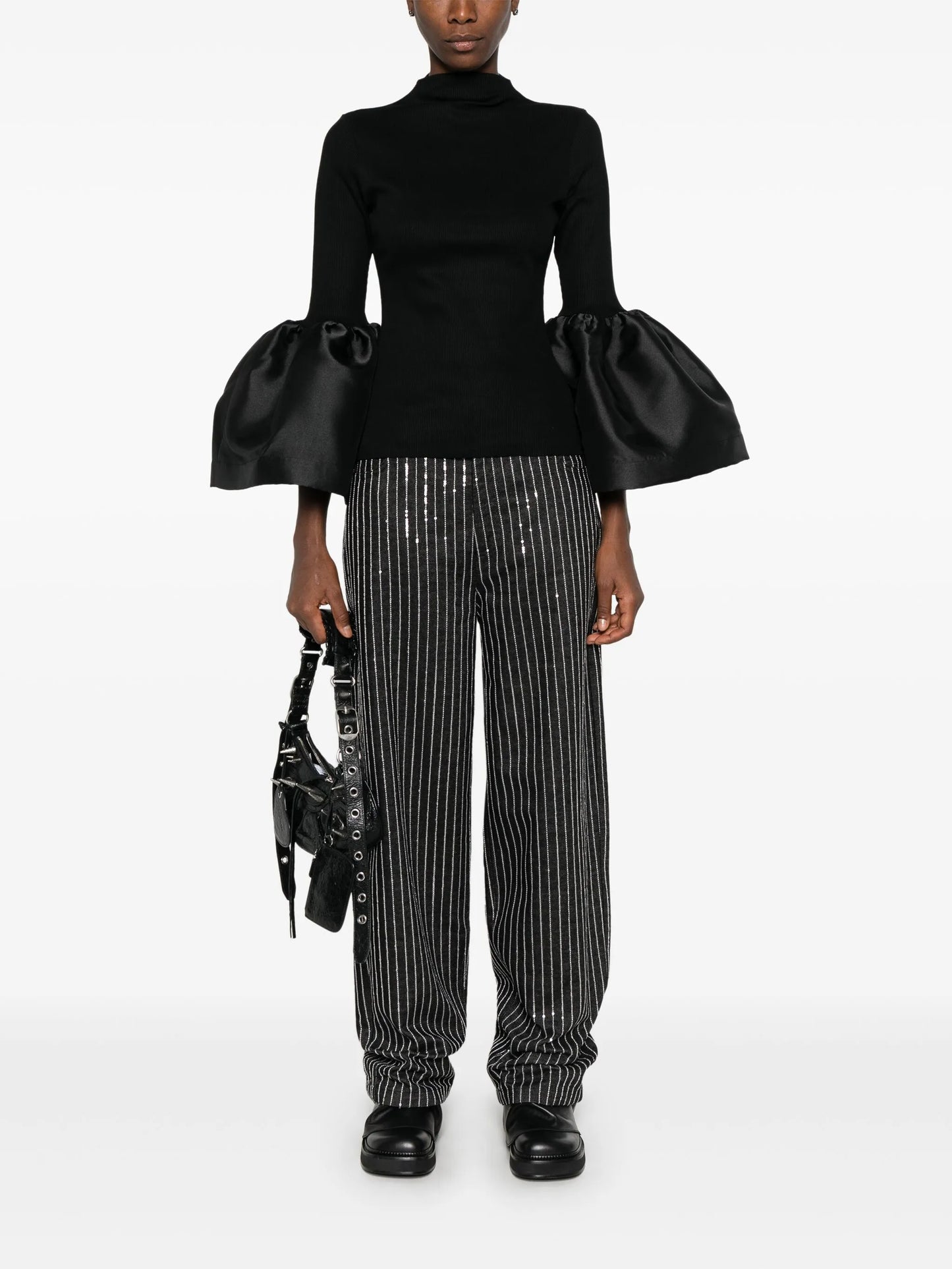 turtleneck puff sleeve top
