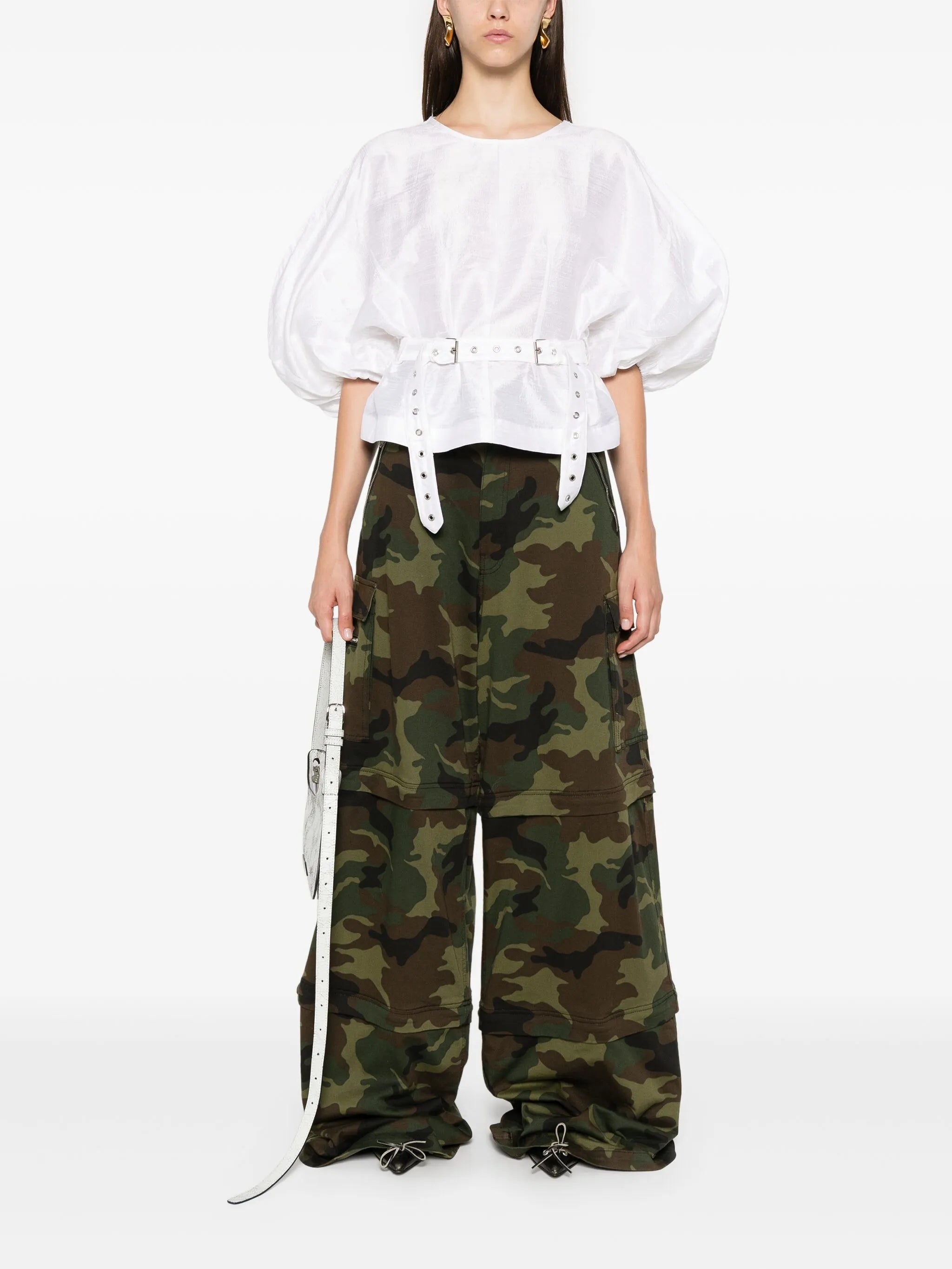 detachable-belt silk top